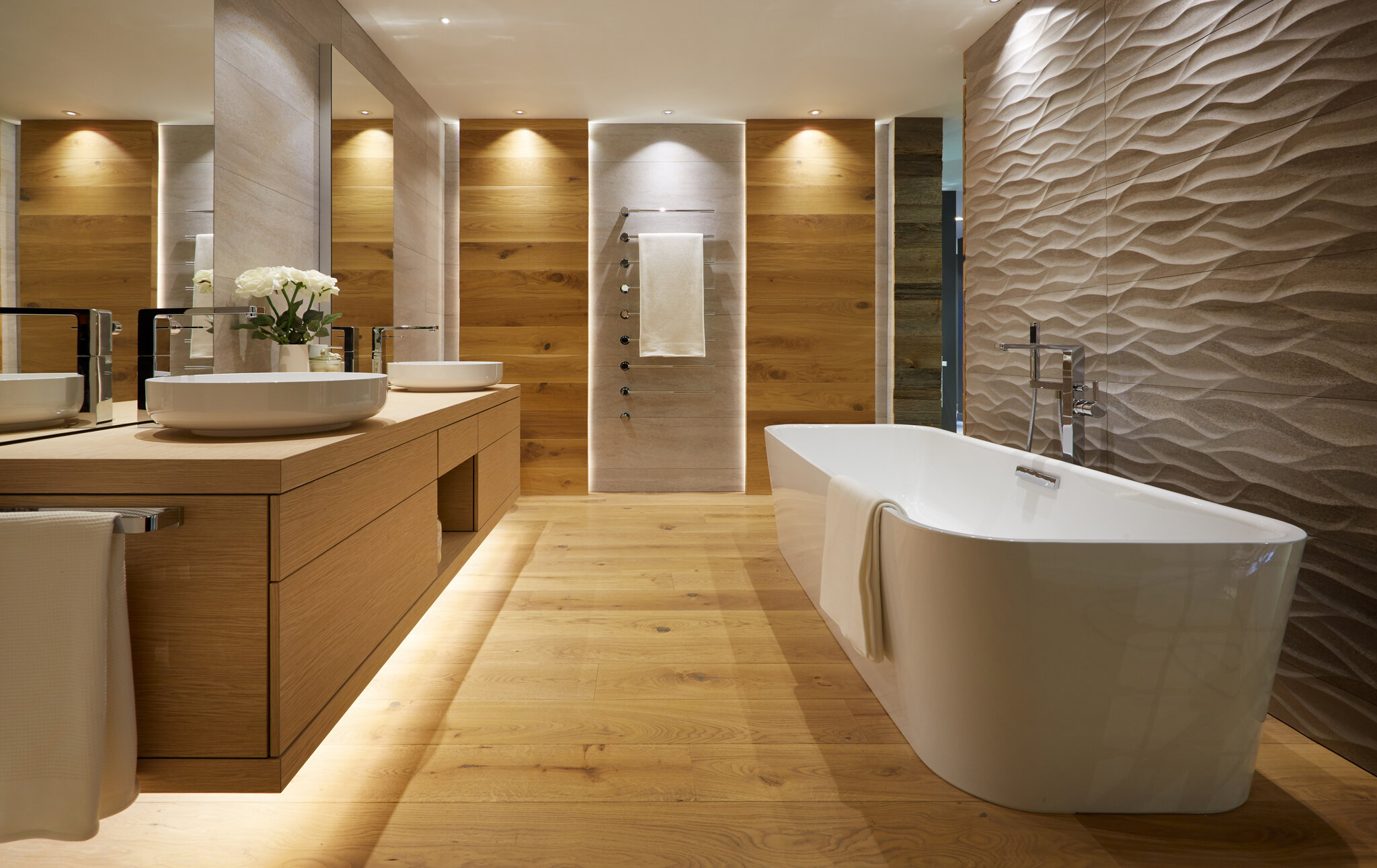 Hobson's Choice Swindon Showroom Bathrooms wood cladding floor tiles
