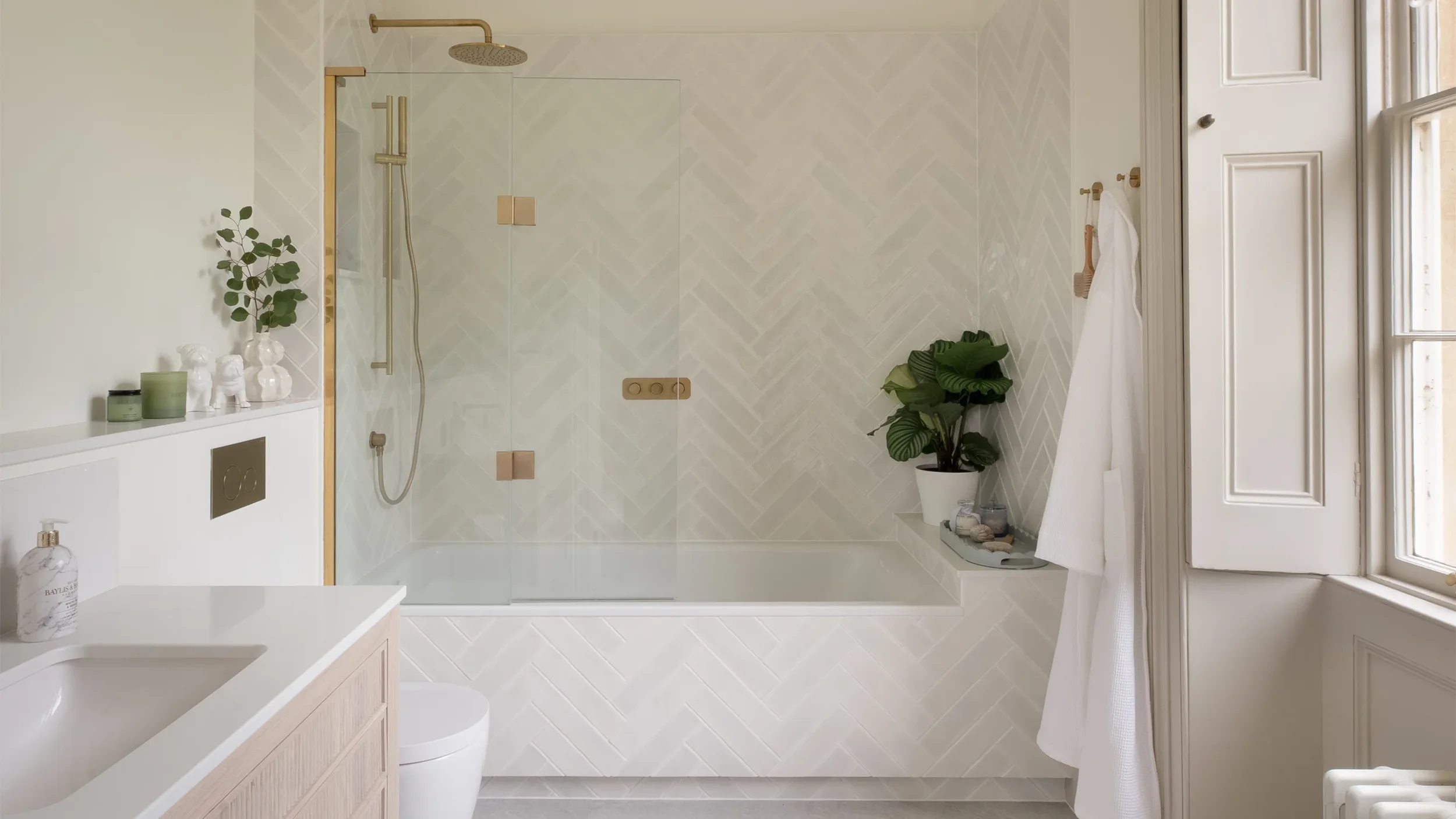 Brass &amp; Herringbone Ensuite