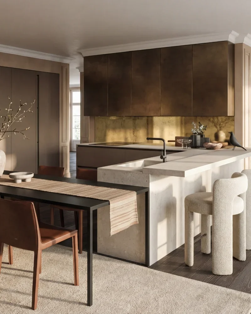 Arrital Kitchen Brass Splash Back L Shape.webp