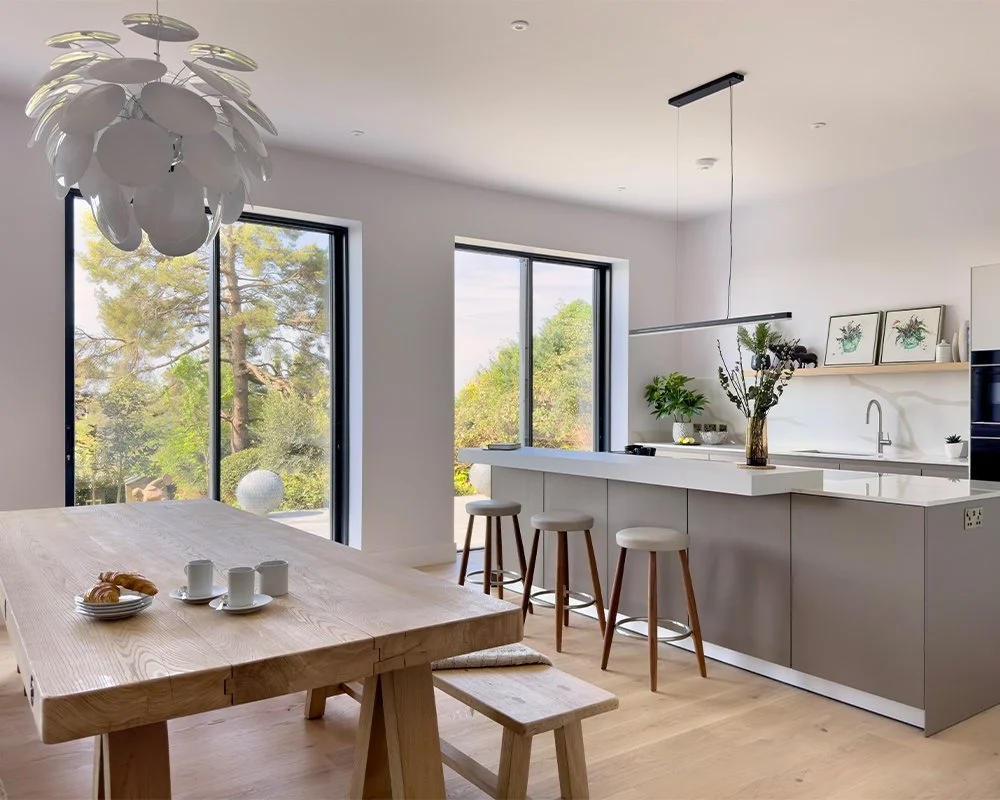 Dining table and kitchen living space