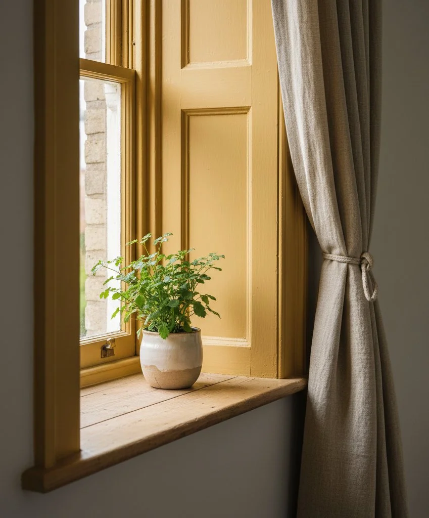 Painted yellow window reveal