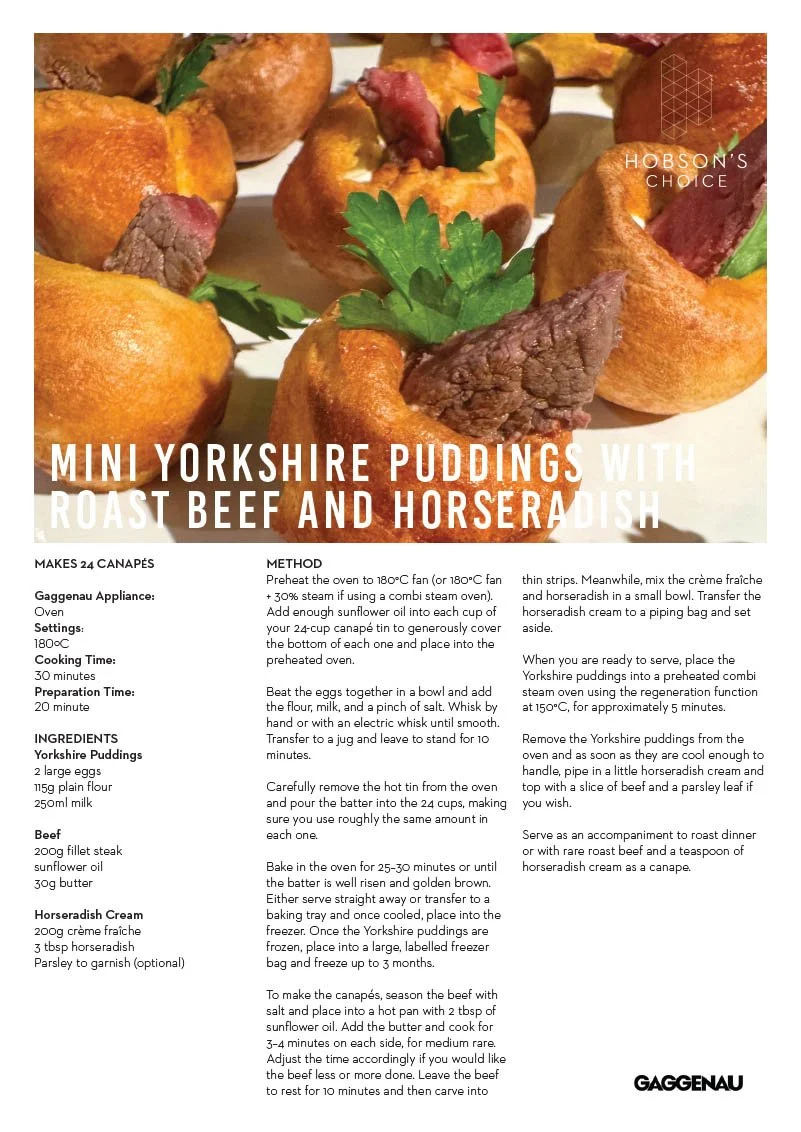 Mini Yorkshire Puddings with Beef Recipe Card