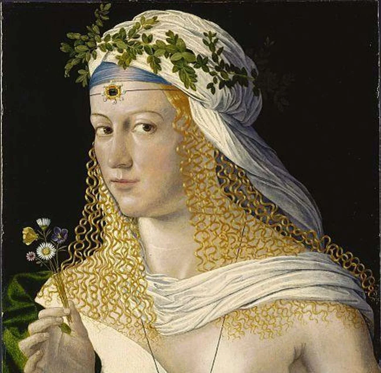 Bartolomeo Veneto, Idealised Portrait of a Young Woman as Flora (Lucrezia Borgia), c. 1520.