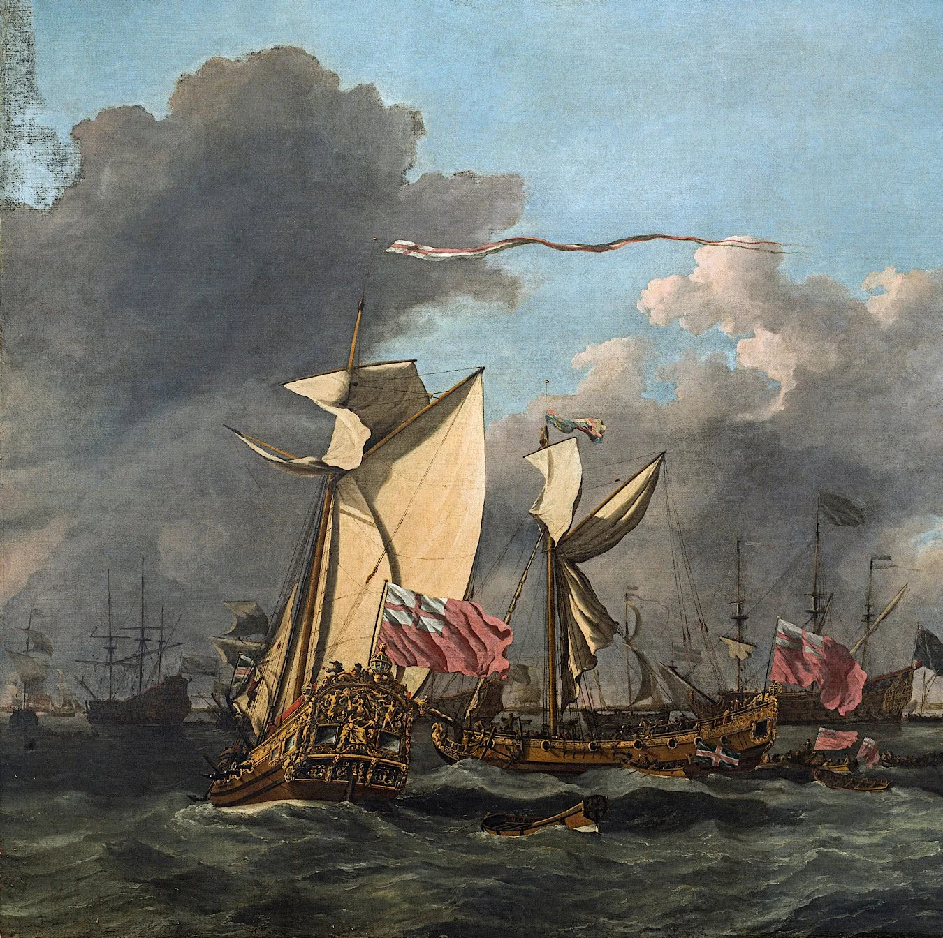 Willem van de Velde the Younger, Detail from A Royal Visit to the Fleet in the Thames Estuary, 1672-94,