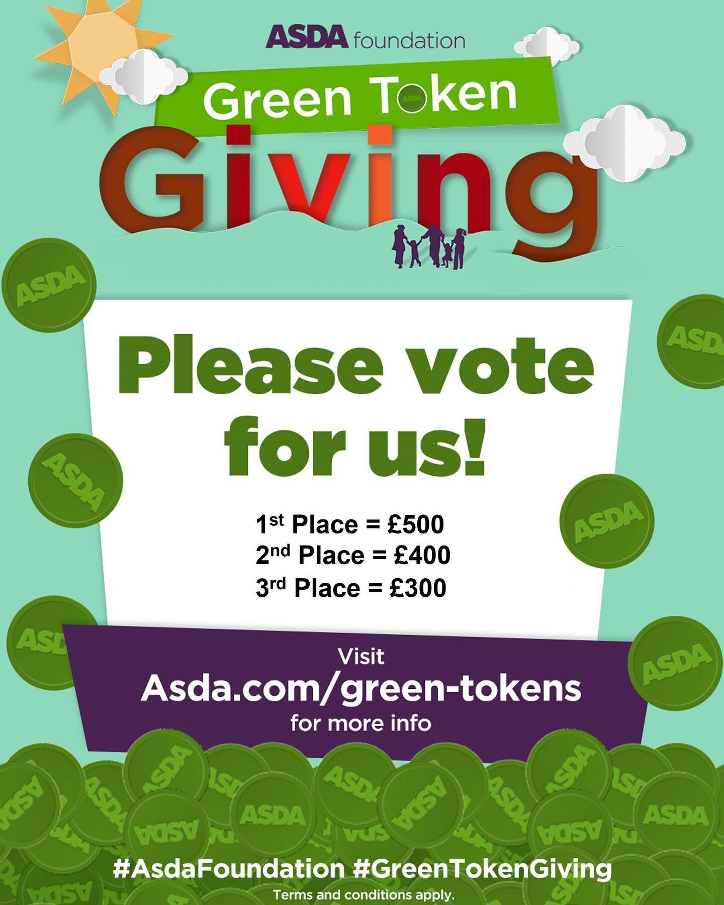 Good morning friends 😁 We have been chosen for this quarters Green Token Giving scheme for Asda Tilbury. Please vote for us and continue to help us freely provide for adult and children in great need of food and hygiene essentials who are facing cri
