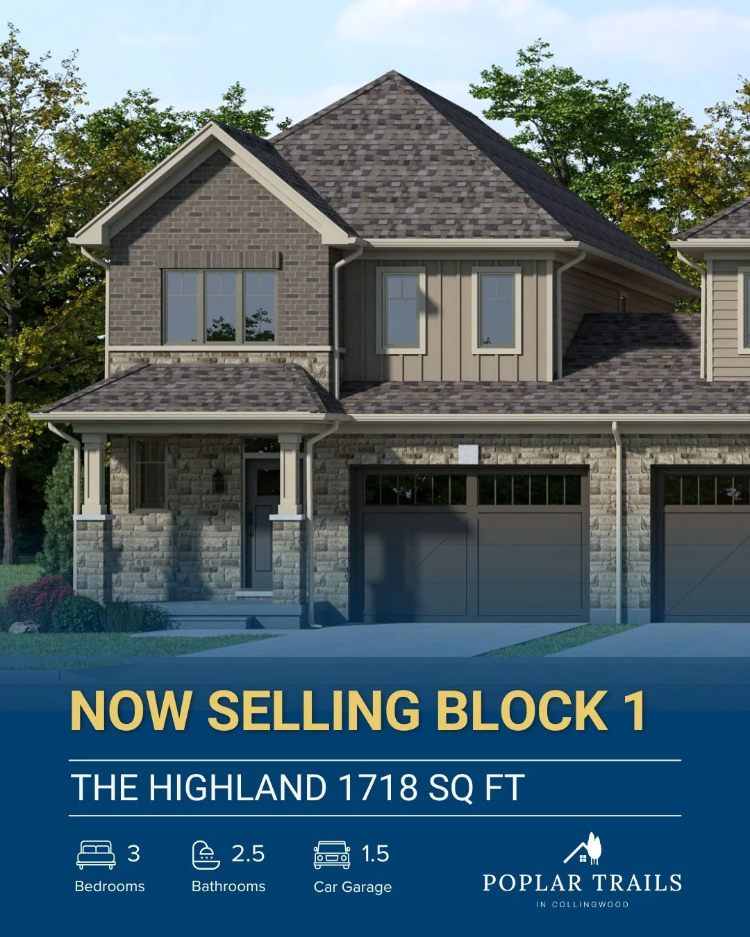Block 1 is for sale in Collingwood, featuring a full block of our Highland Model!

This 3 bedroom/ 2.5 bathroom model offers a spacious open floor plan, upstairs laundry, and ample storage. Starting from $749,900!

Take advantage of our current incen