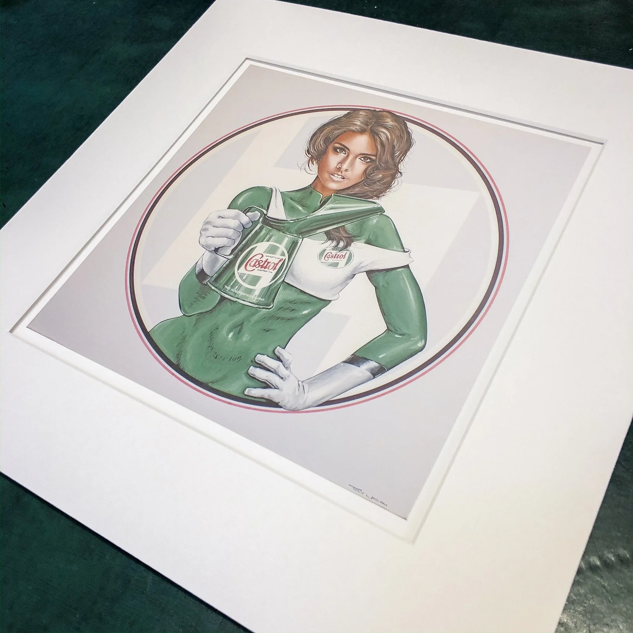 Castrol Oil Racing Glamour Limited Edition Mounted Print