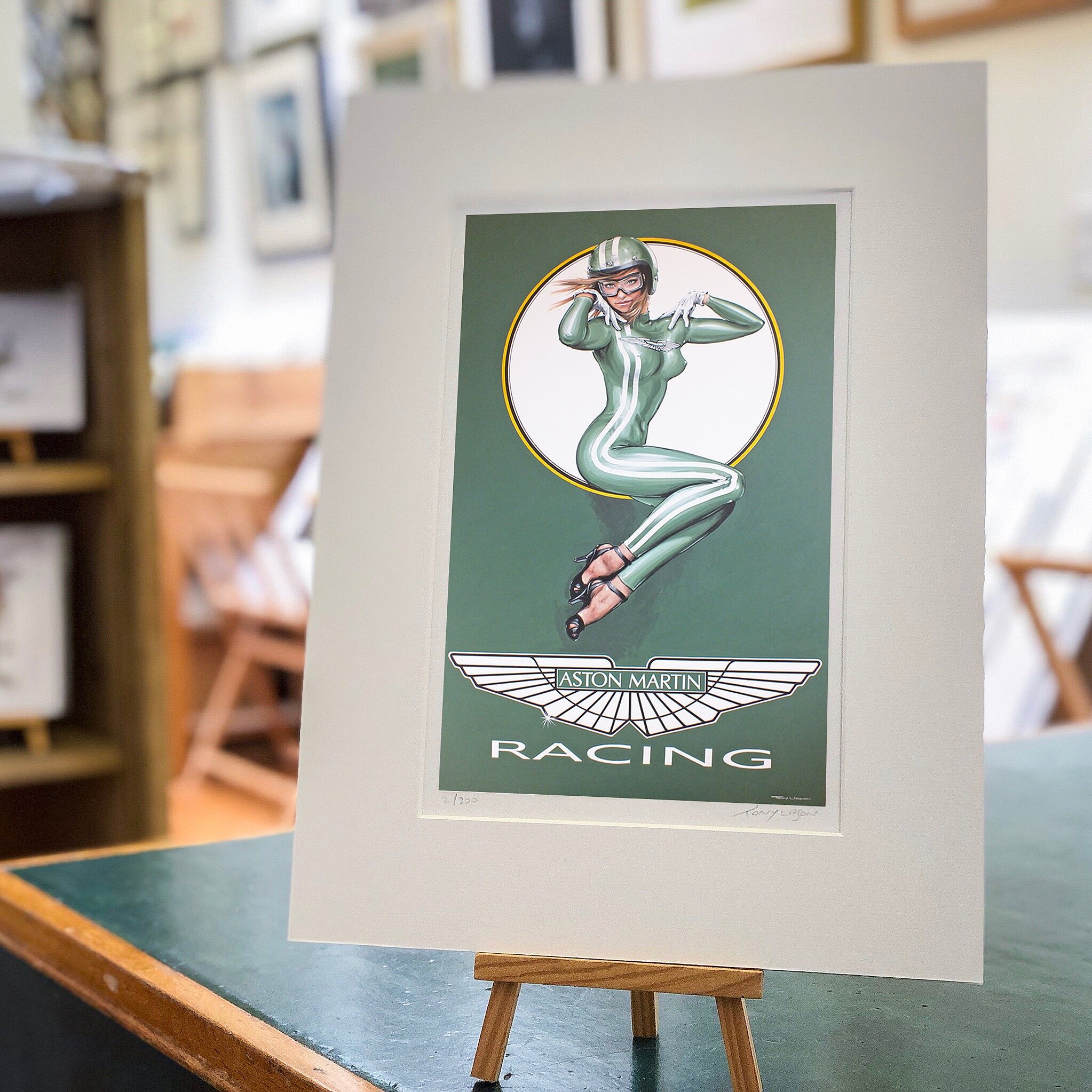 Limited Edition Mounted Print Of A Aston Martin Glamour Model