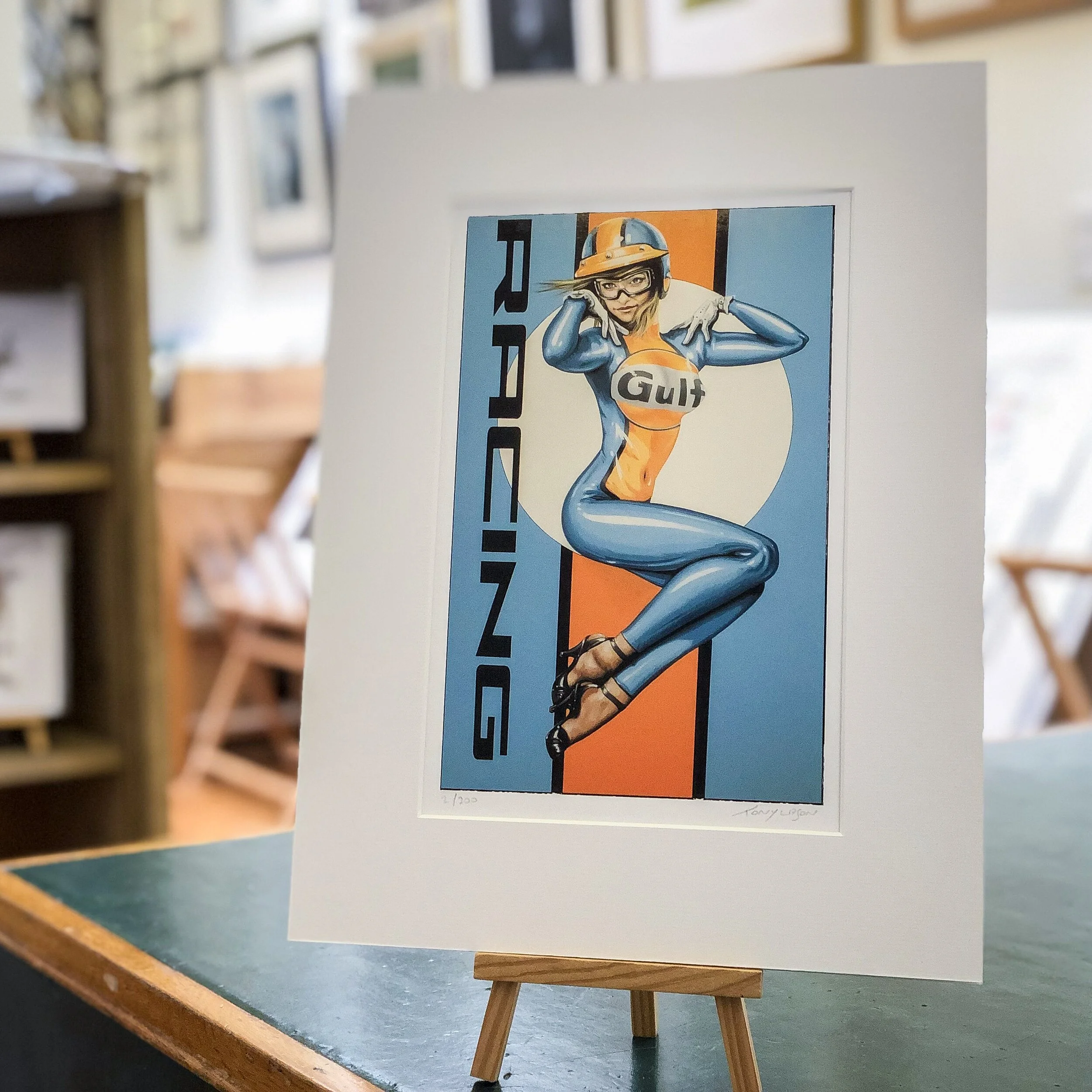Limited Edition Mounted Print Of A Gulf Racing Glamour Model