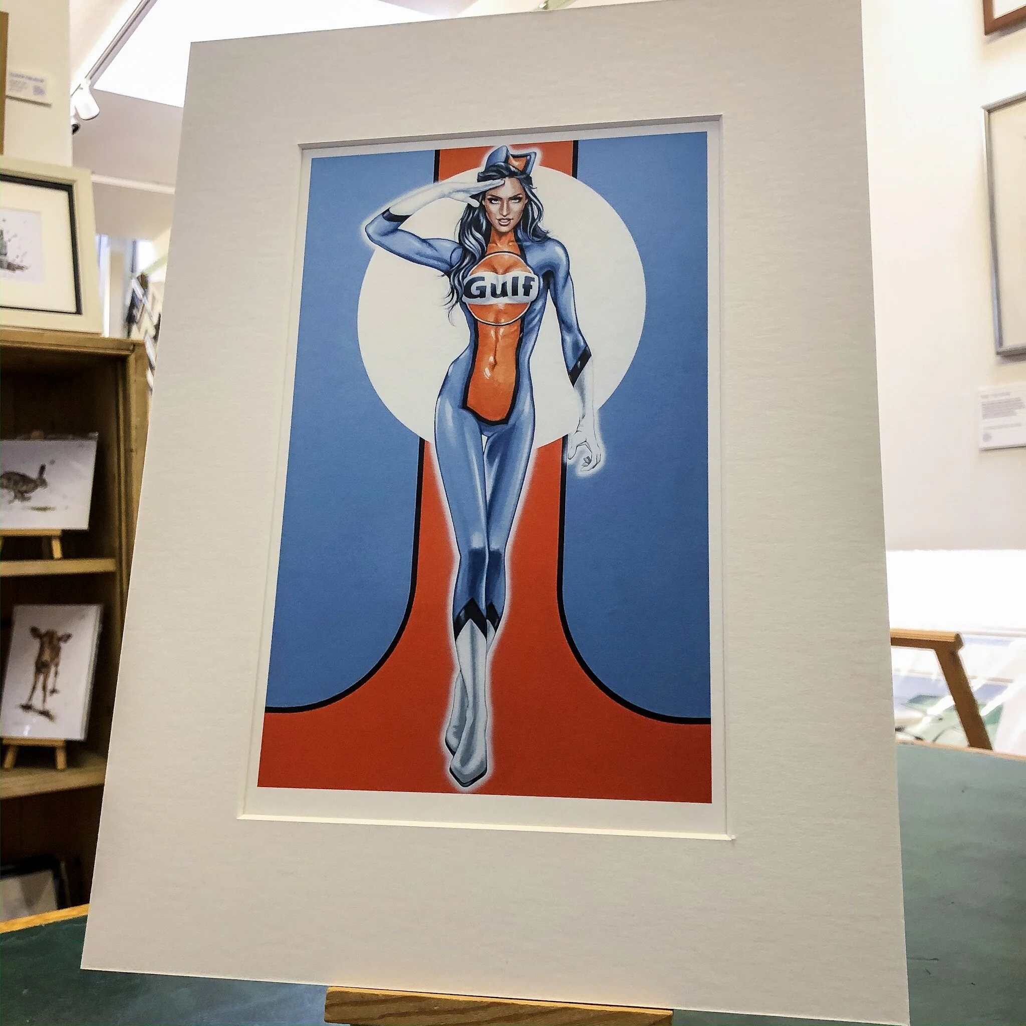 Limited Edition Mounted Print Of A Gulf Racing Glamour Model