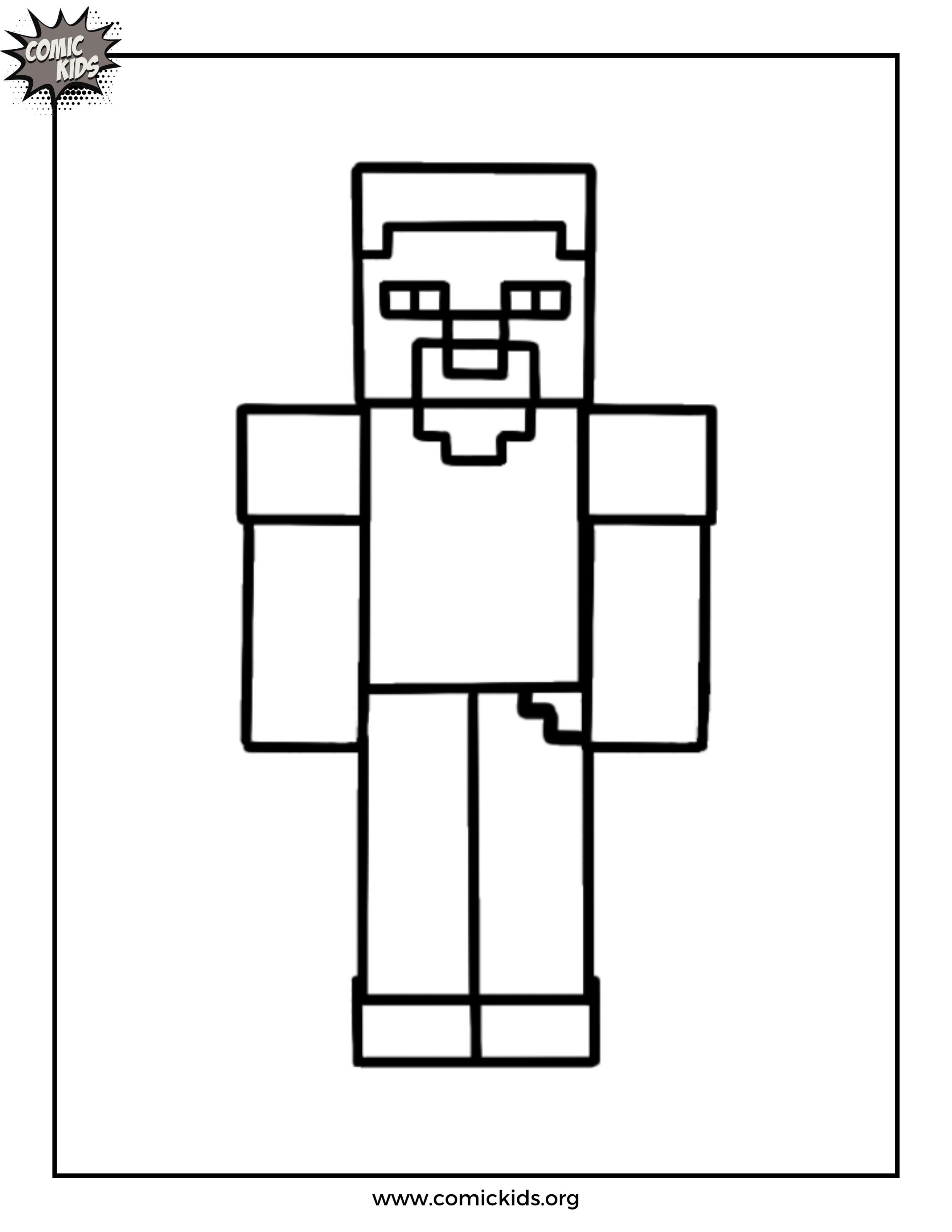 Minecraft Steve free coloring page for kids