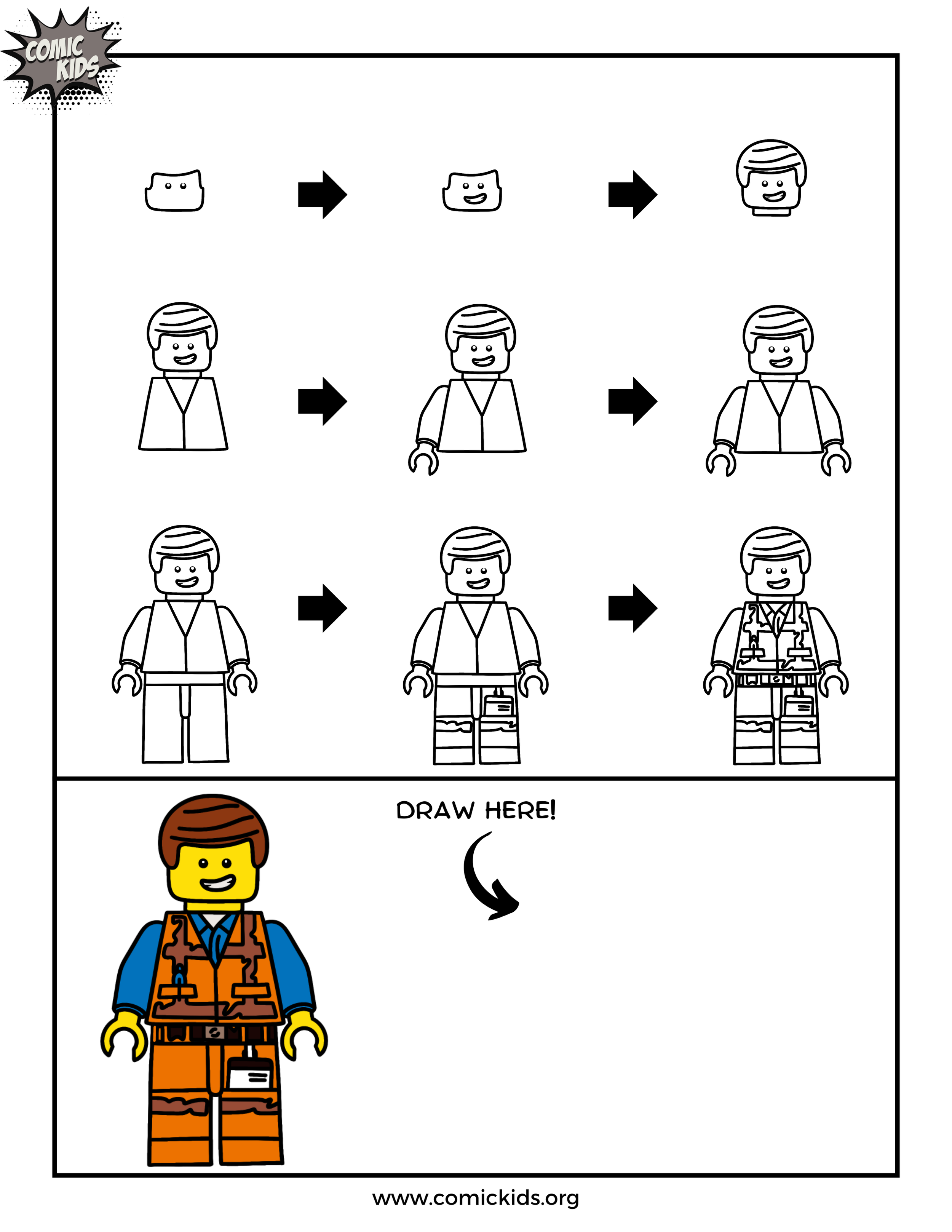 how to draw Steve from lego