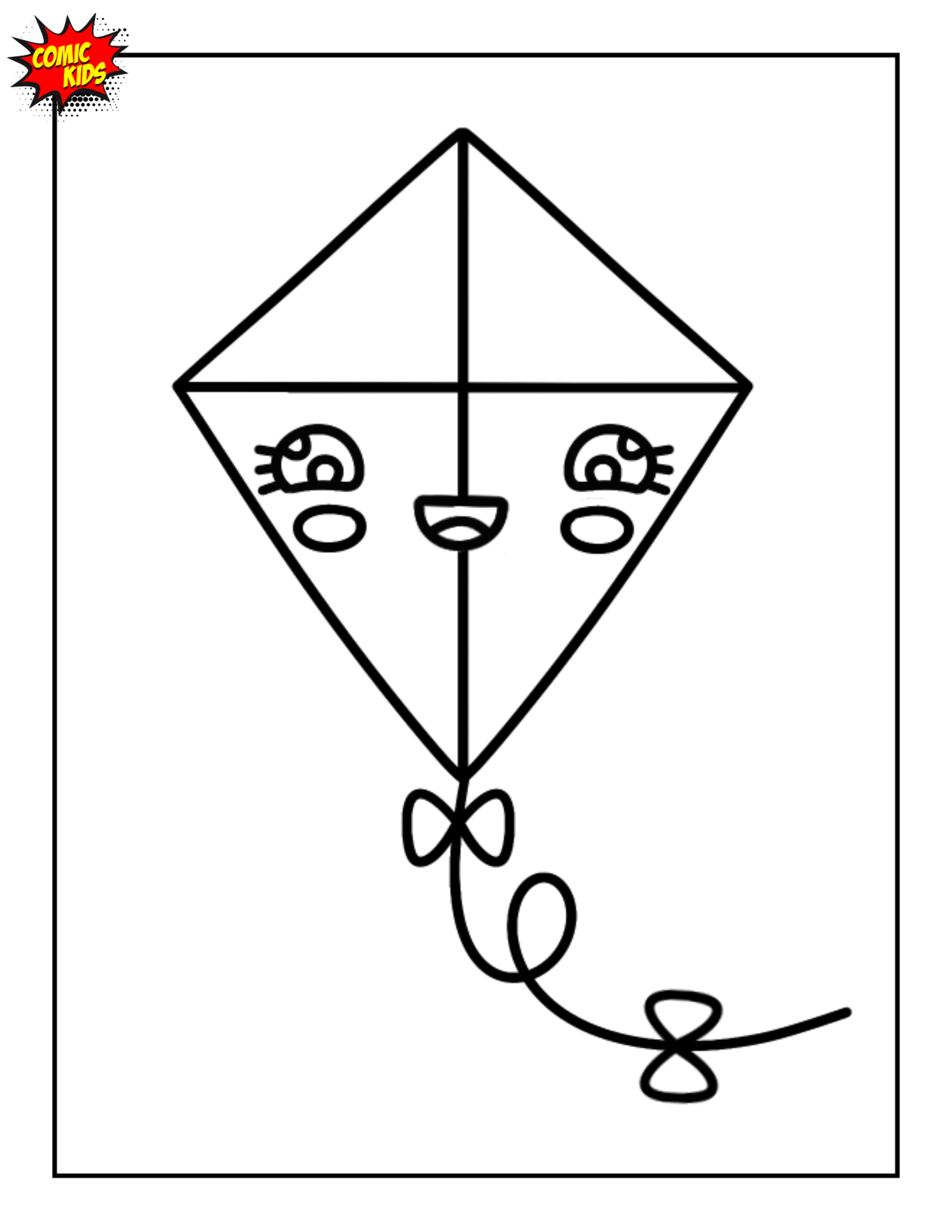 cute kite coloring page for kids 