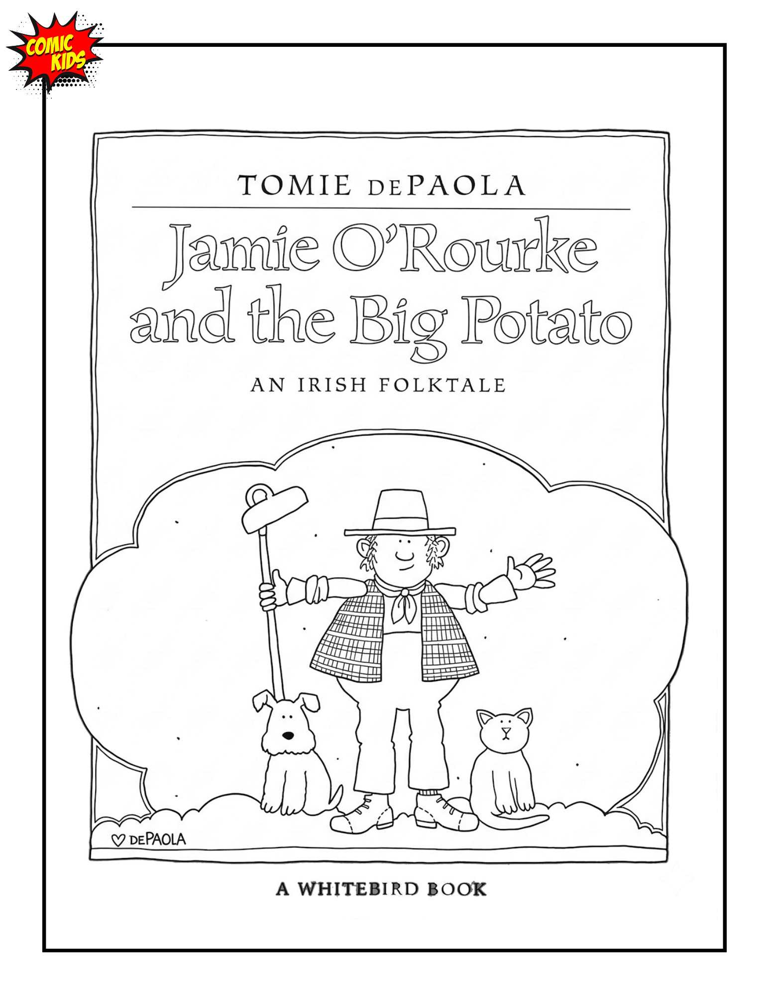 Jamie o Rourke and the big potato book st Patricks day  free coloring page for kids 