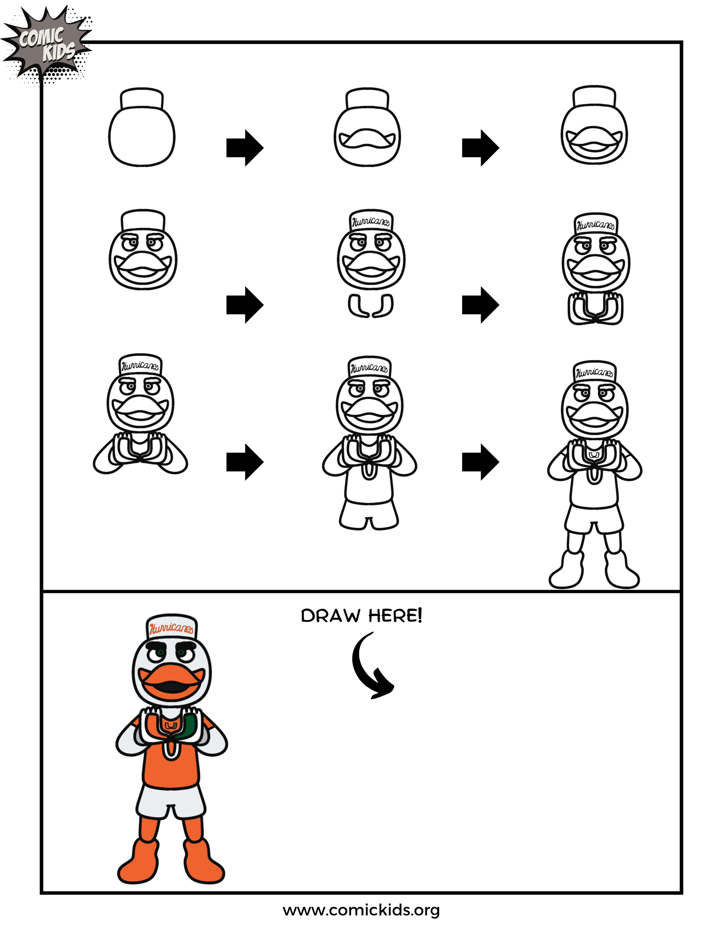 How to draw the university of Miami football mascot step by step free art for kids