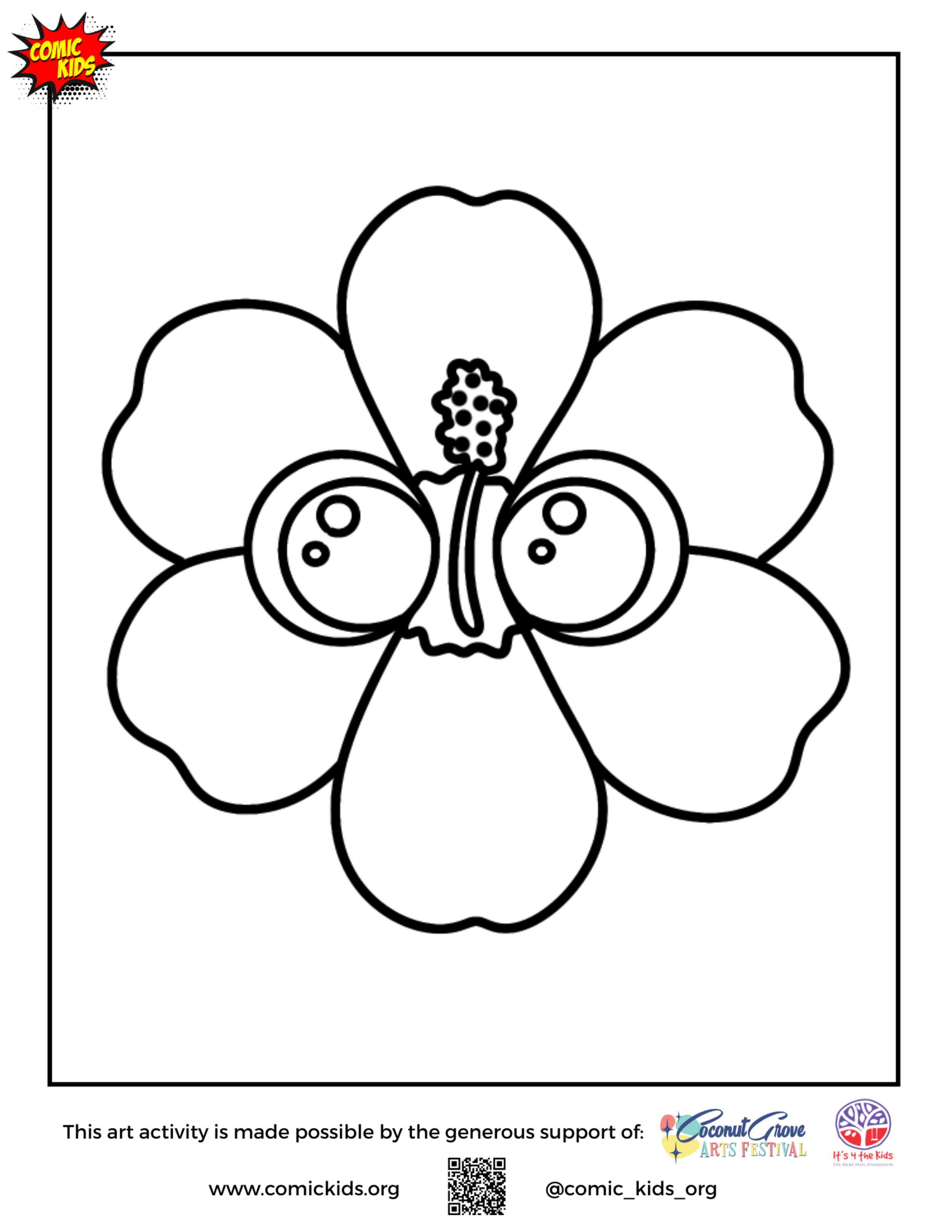 Cute flower free coloring page for kids 