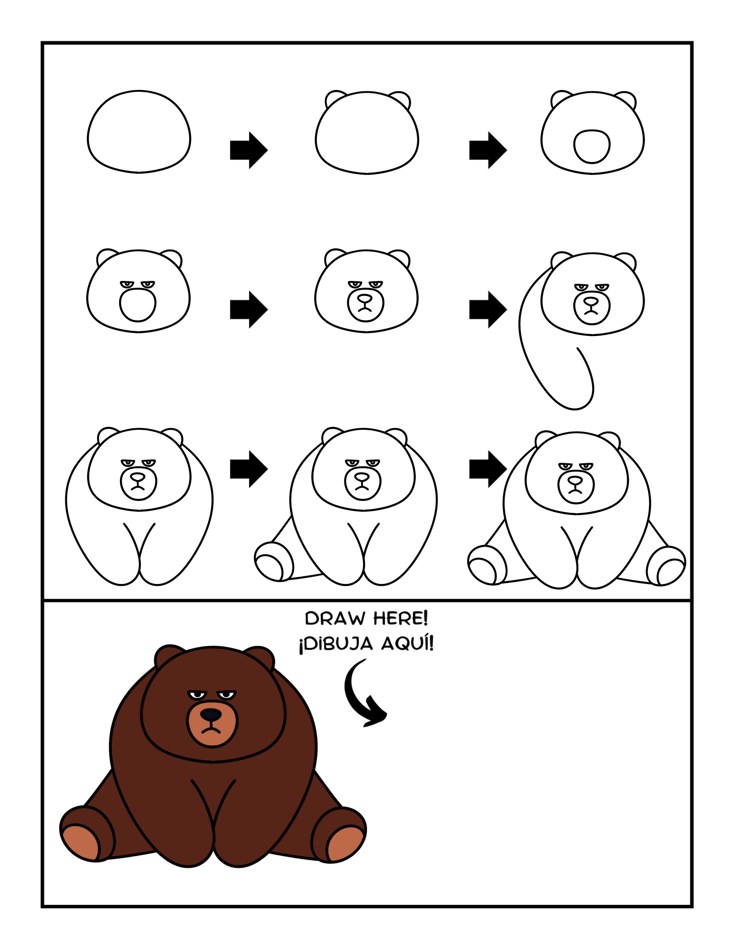 free guided drawing how to draw bear from hoppers step by step 