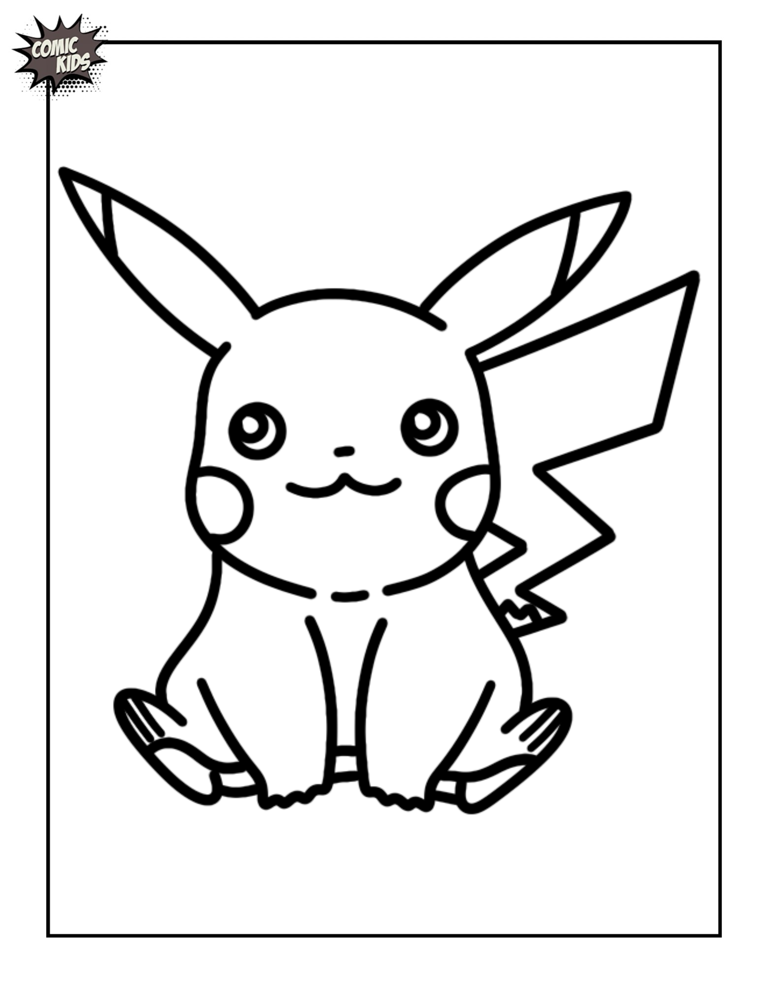 Pikachu Free Coloring Page for Kids