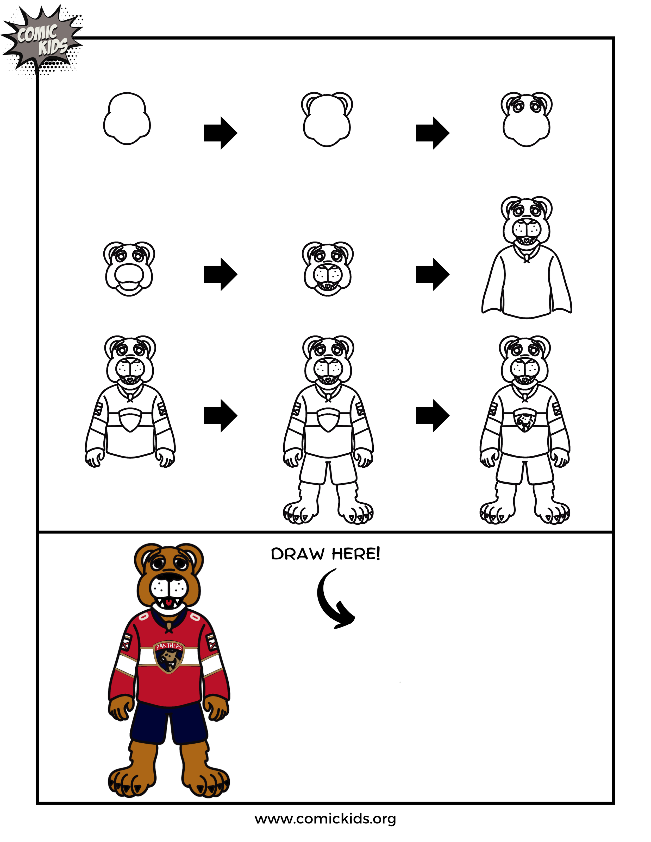 How to draw the Florida Panthers mascot step by step free art for kids