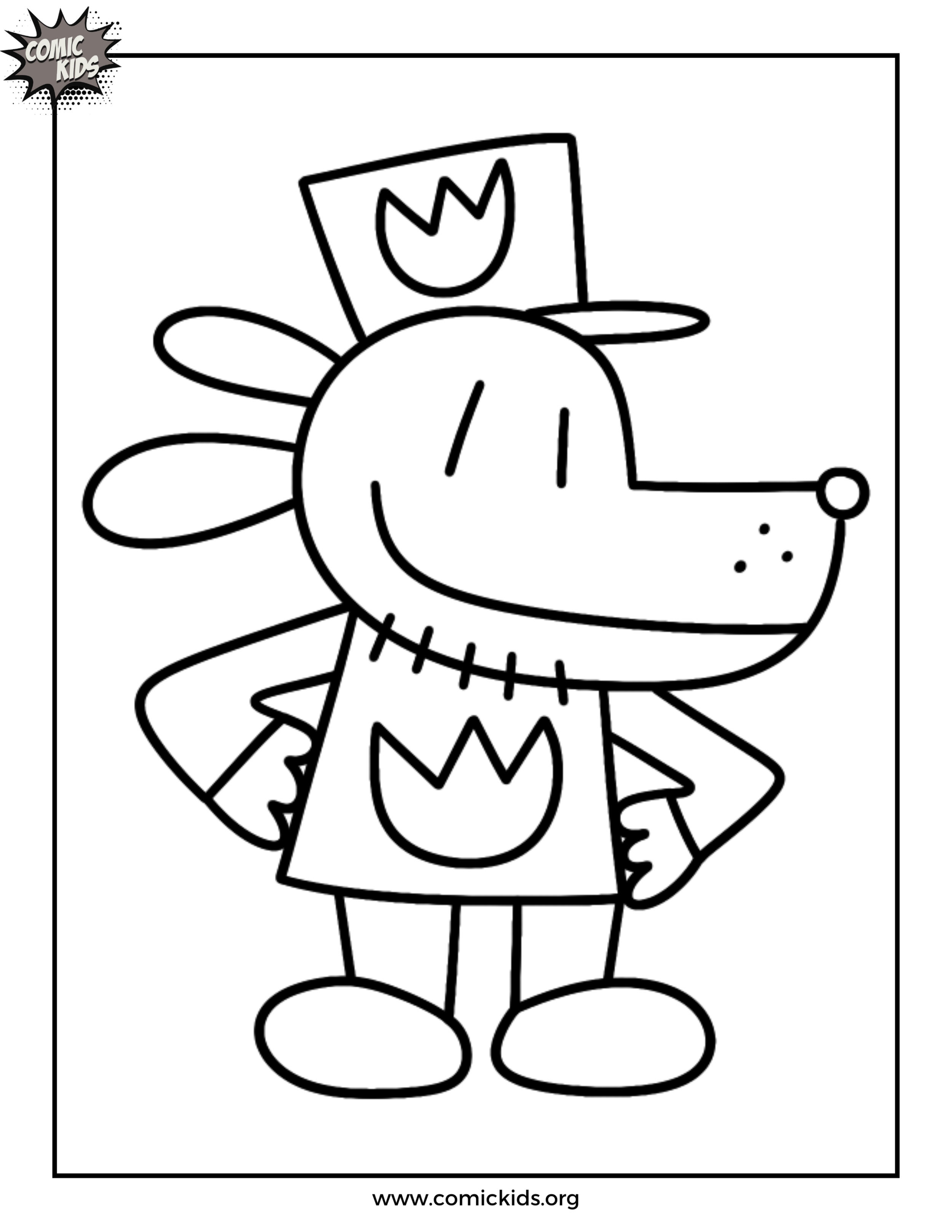 Dog Man Coloring Page for Kids