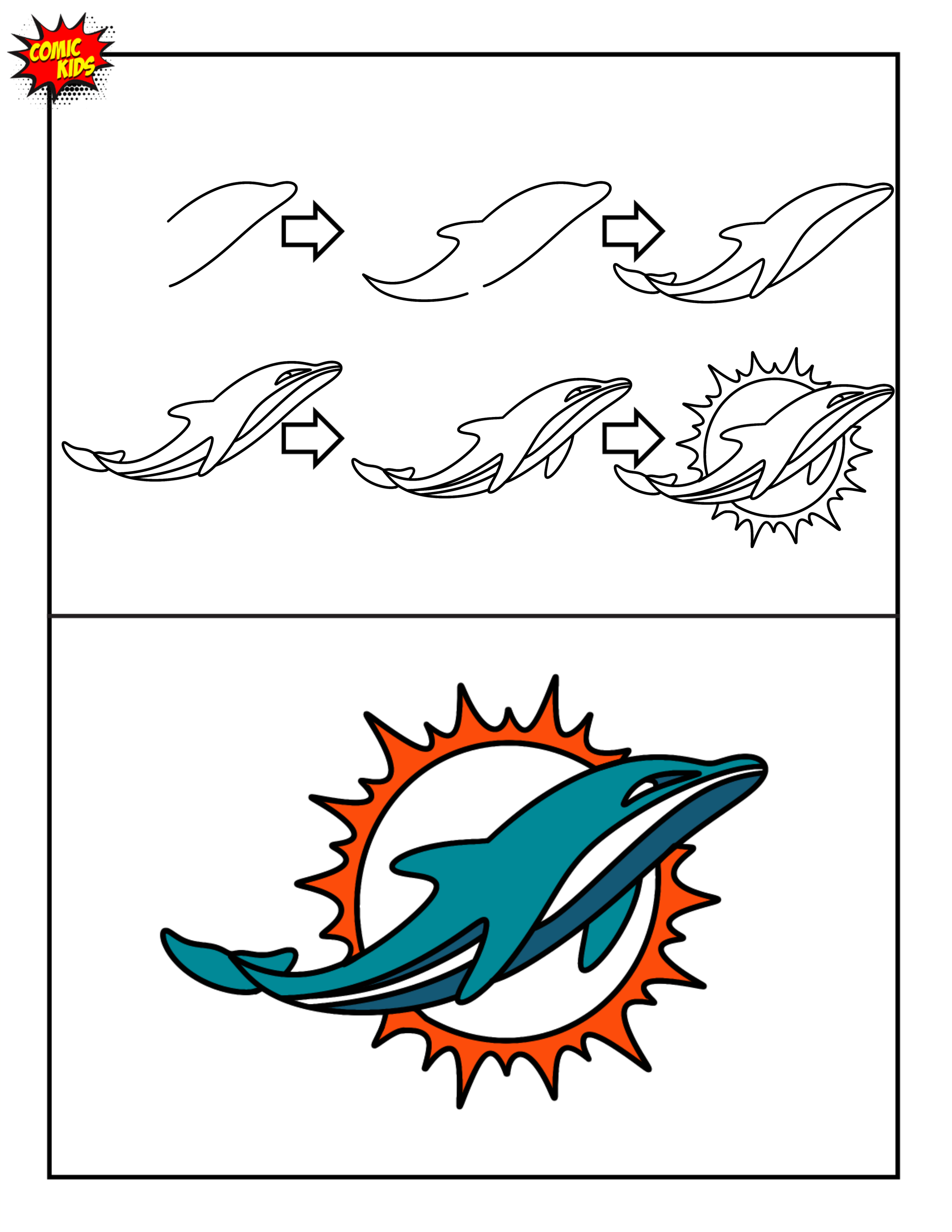 How to draw the Miami dolphins logo step by step free art for kids