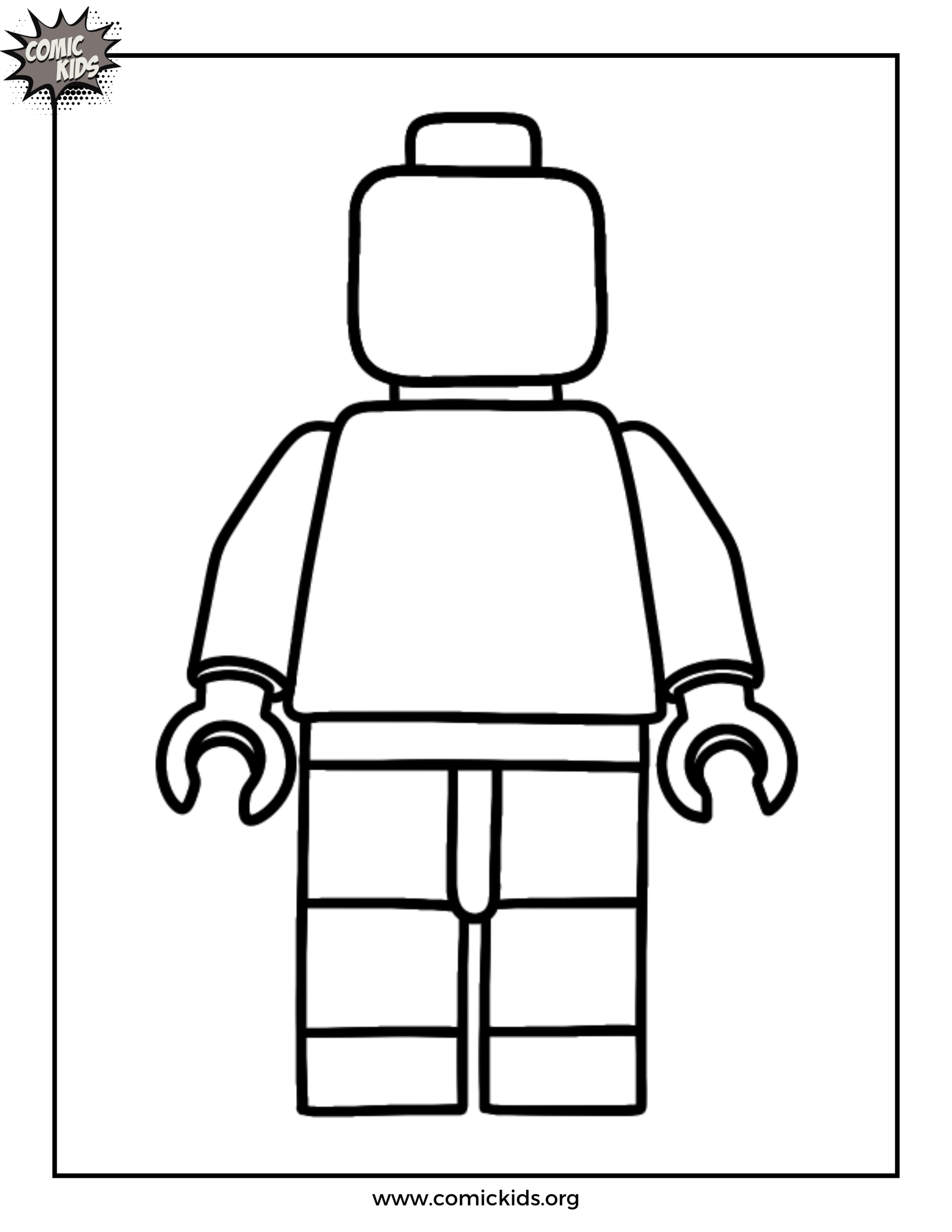Blank lego coloring page for kids