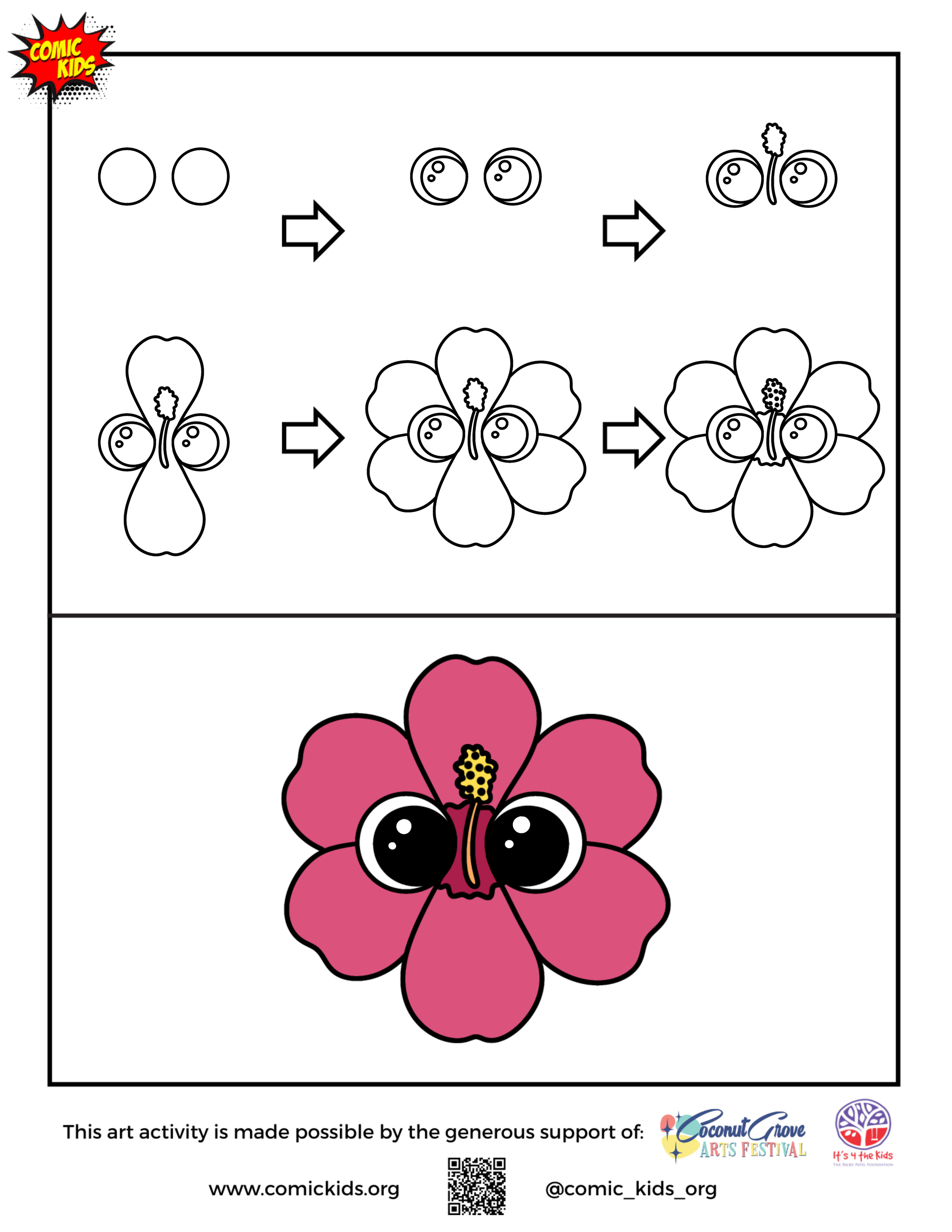 how to draw a cute flower guided drawing for kids 