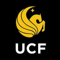 UCF logo featuring a stylized Pegasus head in gold and black with a star, and the letters UCF in white beneath it.