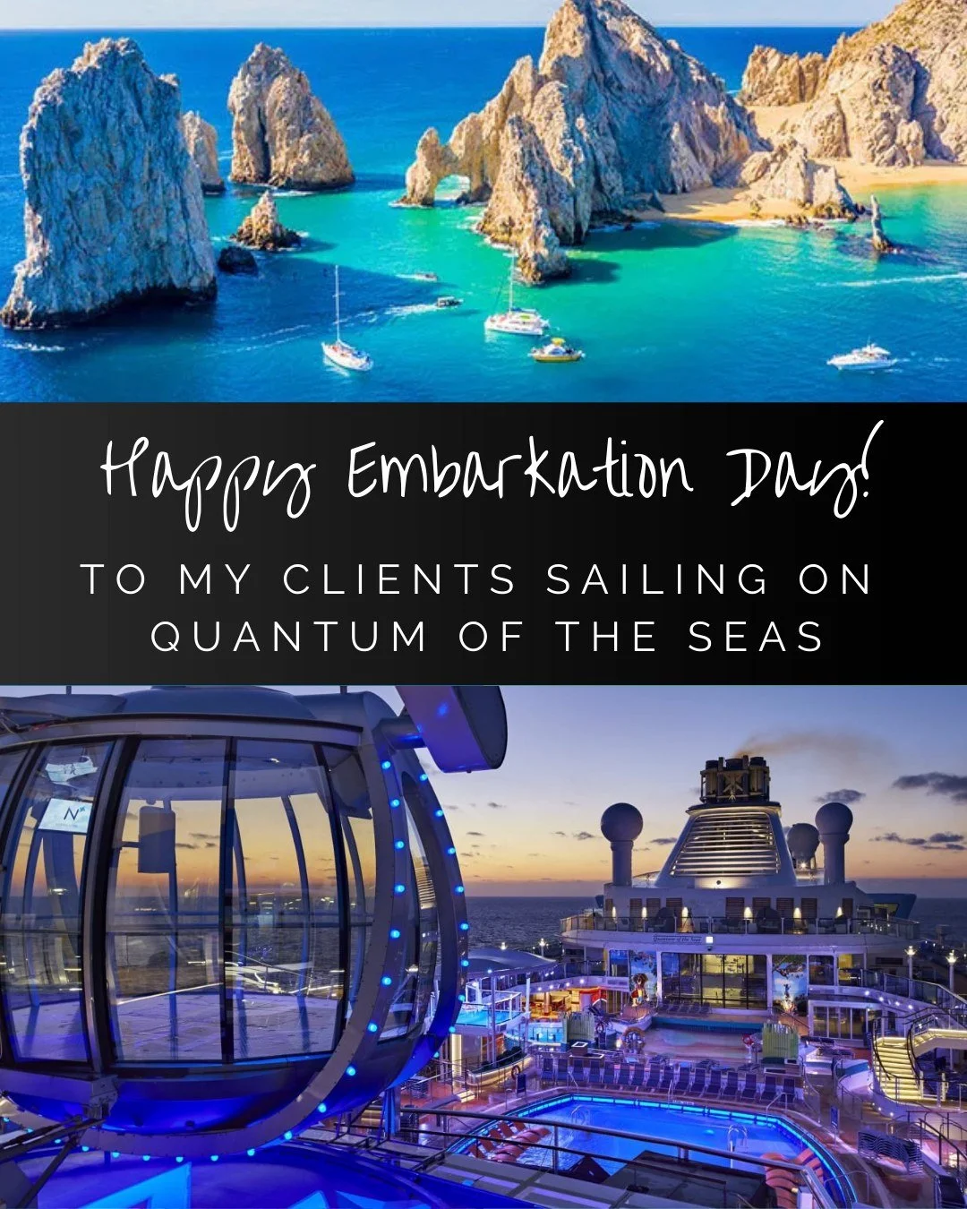 Happy Embarkation Day to my clients sailing on Quantum of the Seas out of LA!

I hope the next 5 days are filled with adventures, laughter and tons of memories for your whole family! 💕 

#family #cruise #christmas #quantumoftheseas #royalcaribbean #
