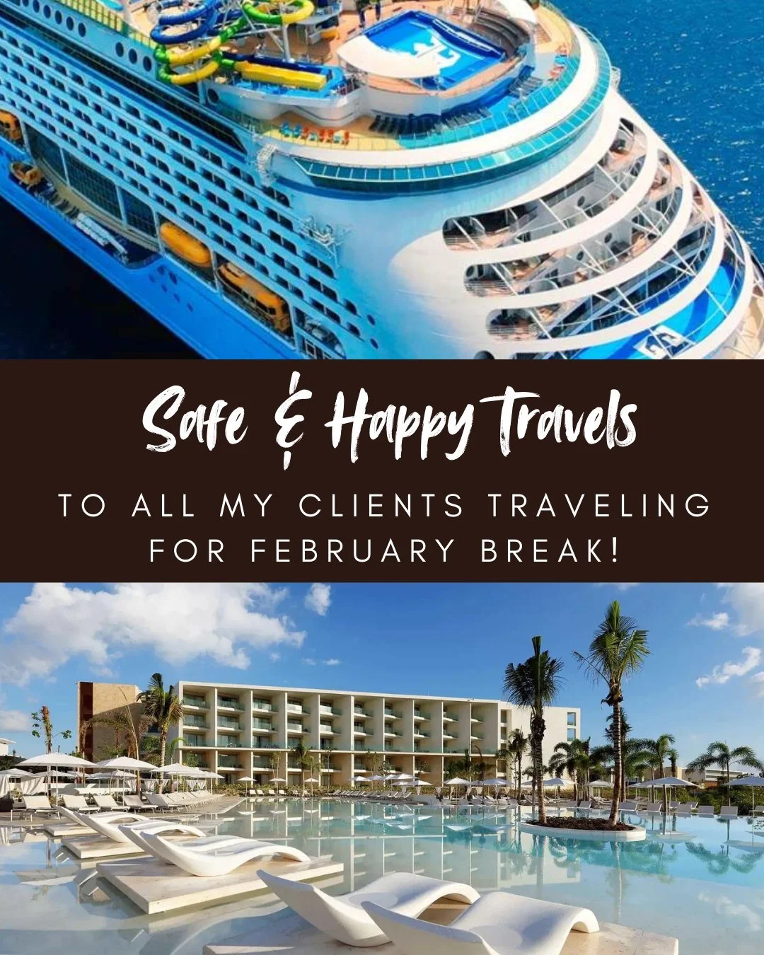 Wishing all my clients traveling this week and next happy and safe travels! ✈️ Thank you for trusting me with your trips! I hope you have the best time on all of your adventures! 🚢 🏝️ 

#February #februarybreak #travelplanner #goldgellgetaways #tra
