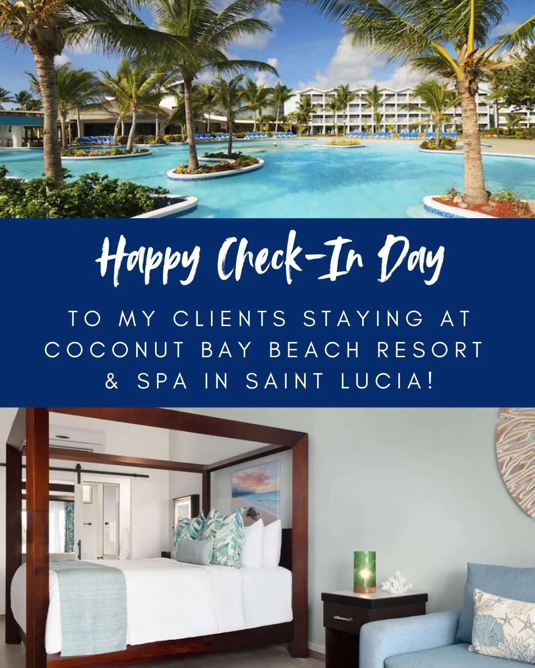 Happy Check-In Day to my clients staying at Coconut Bay Beach Resort &amp; Spa in Saint Lucia! Enjoy your week-long tropical getaway!🏝️ Thank you so much for allowing me to be a part of planning this special trip! ☀️

#saintlucia #tropicalgetaway #t