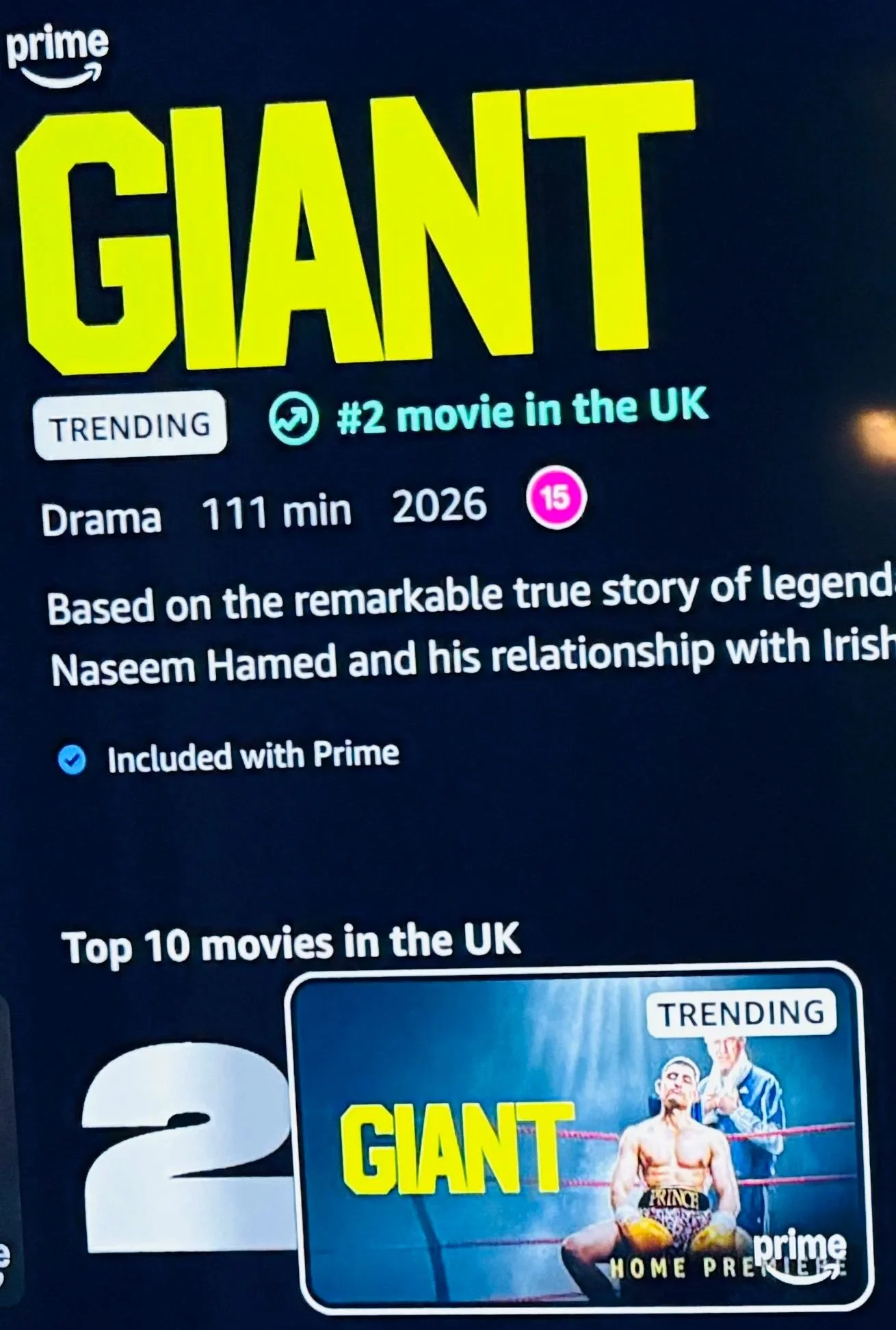 GIANT Reaches #2 on Prime Video UK