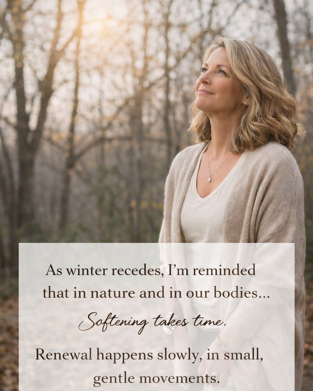 Maybe just for today, take the time to notice: 

The earth as she softens.
The light as it makes its return. 
and the movement that begins again.

Can we allow our bodies to follow this same rhythm?

 #HeartOfBlissYoga #seasonalyoga #glenmooreyoga #S