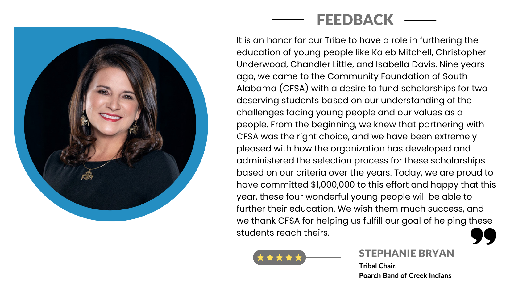 Testimonials — Community Foundation of South Alabama