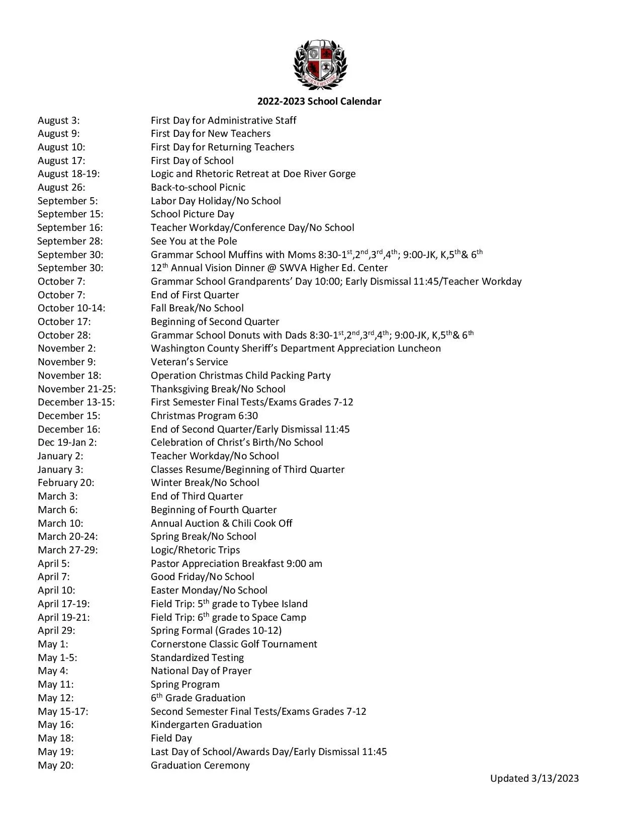 Buchanan County Va School Calendar