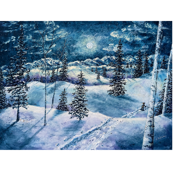 "Moonlight Snowshoeing"