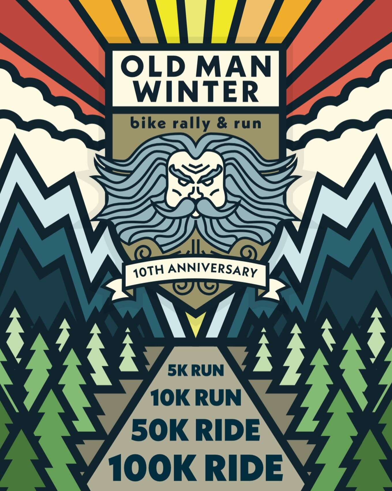 We&rsquo;ve always loved creating artistic posters for our events. In fact, we have a huge wall dozens our posters in our office. This year&rsquo;s @oldmanwinterrally poster may top them all! We love the 2024 #posterdesign art designed by @adamd.z.sc