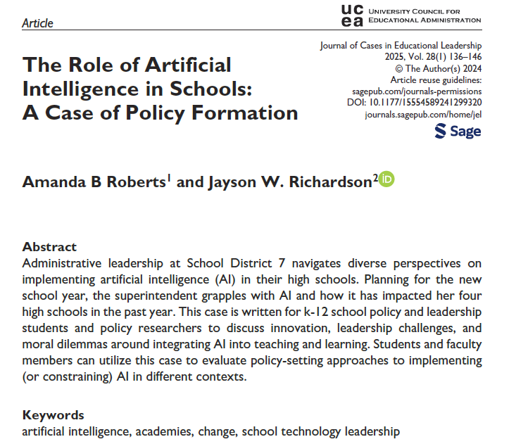 The Role of Artificial Intelligence in Schools: A Case of Policy Formation