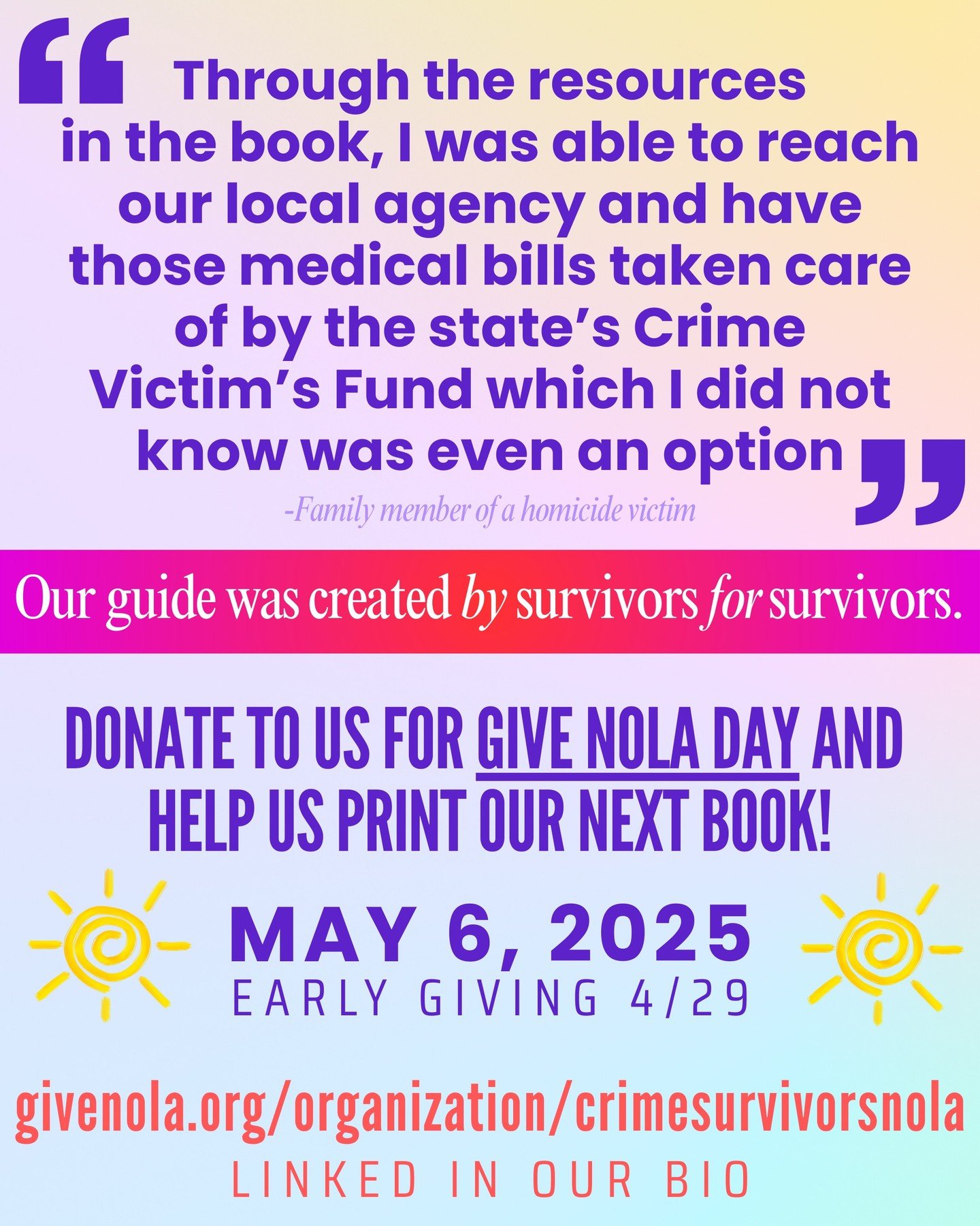 The early giving period for #givenoladay starts today! This is our first year participating, and we hope that you support us by donating on our page (linked in our bio).

About our guide:
In 2003, Rose Preston lost her husband James and mother-in-law