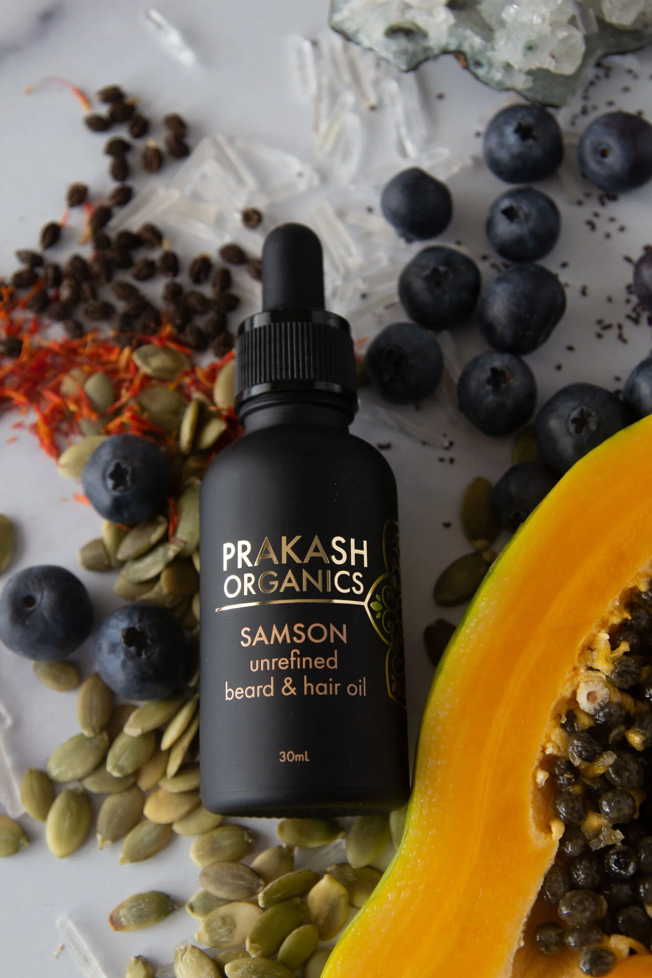 Samson Unrefined Beard & Hair Oil for Growth & Strength — Prakash Organics