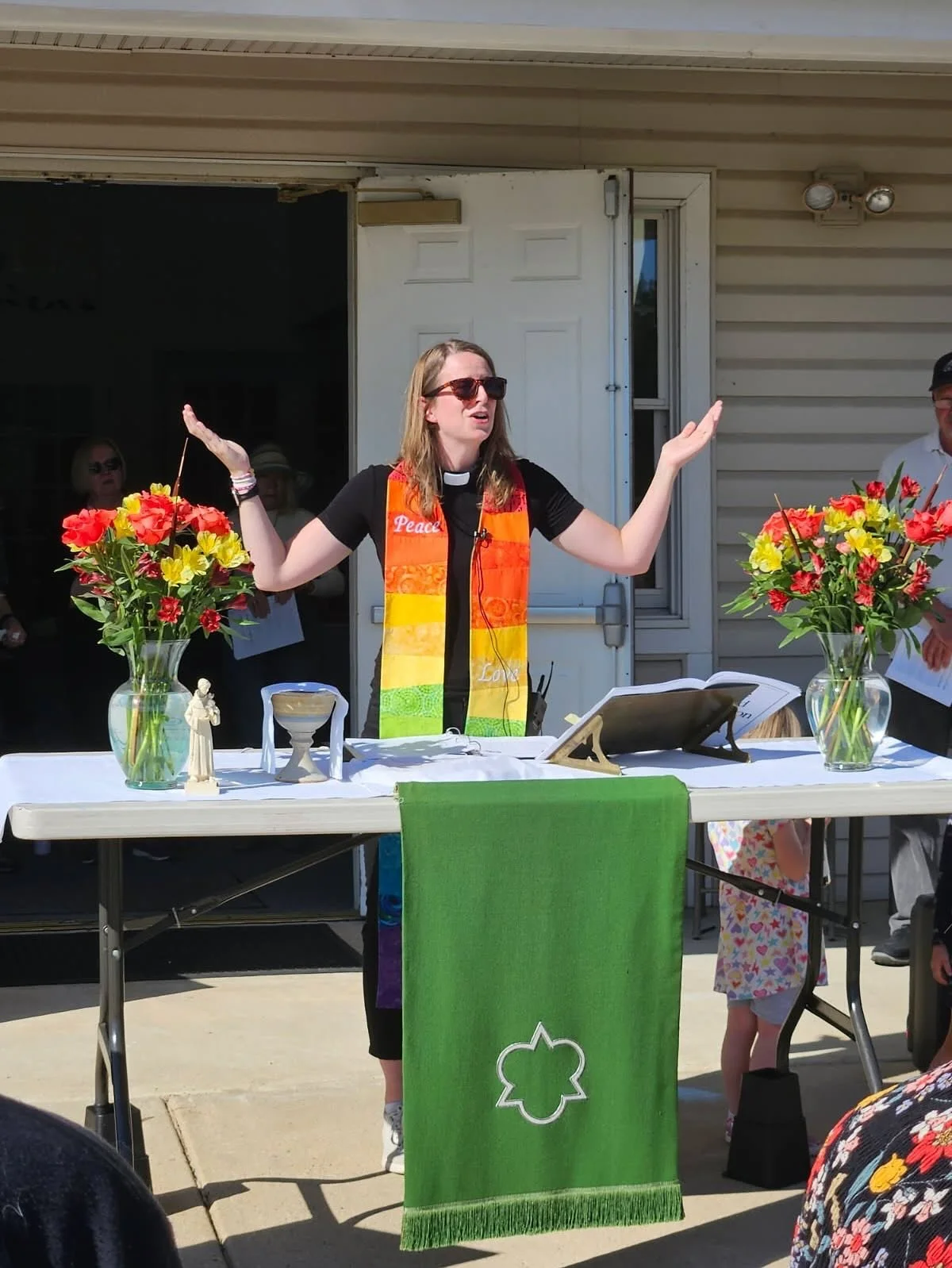 It was a sunny day to celebrate our Creator this morning. Huge thanks to all the creatures &mdash; from the bees to the dogs to birds in the sky &mdash; who were a part of worship.