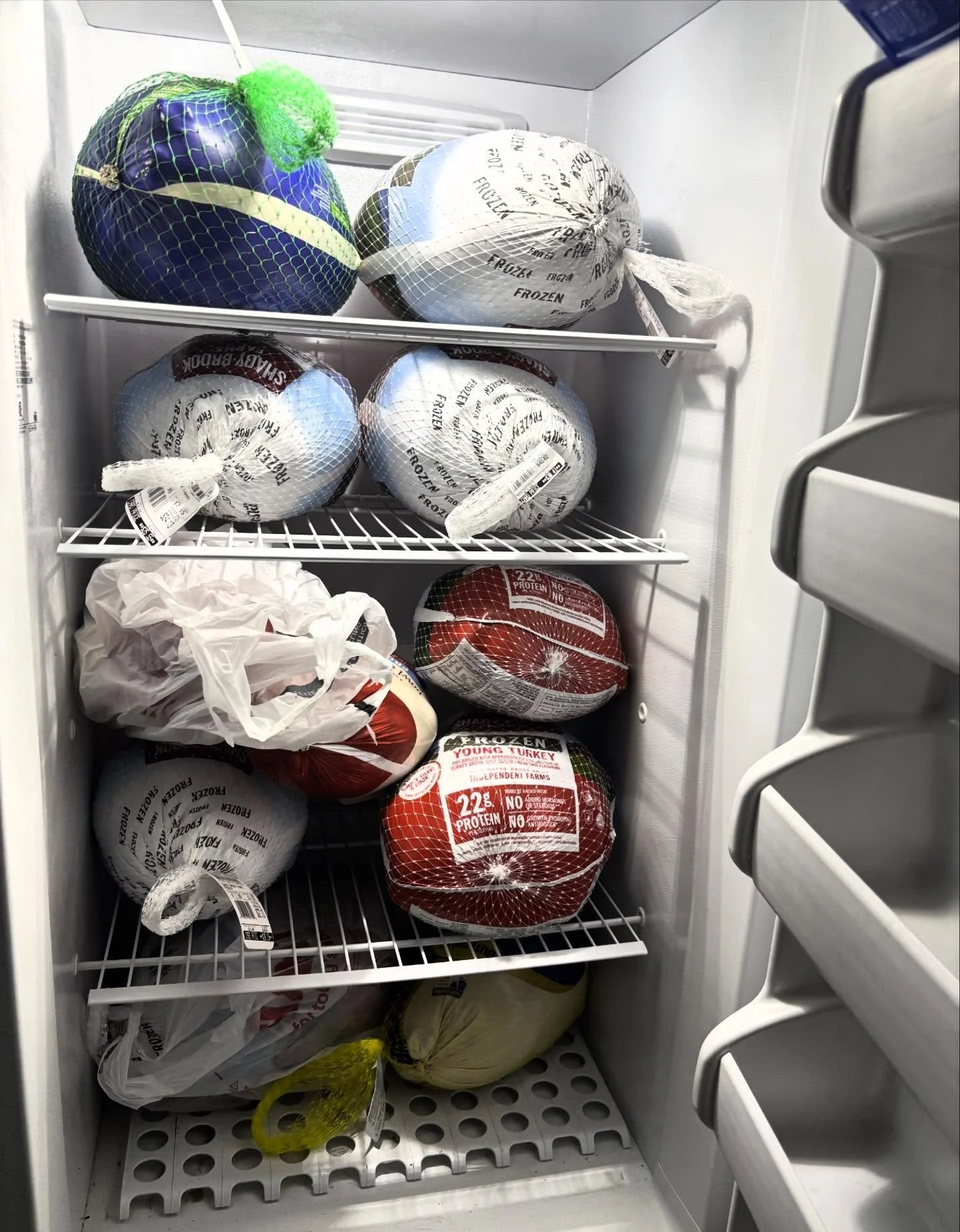 Our freezer is getting stacked with turkeys. 🦃 Thanks to all who donated them! We pray that everyone might have a warm meal and deep connection this Thanksgiving.