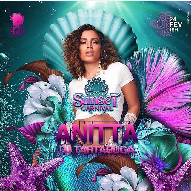 Segunda feira , dia 24 / 02, a atra&ccedil;&atilde;o mais do que especial no #cafedelamusiqueguarapari ser&aacute; @anita para explodir o Sunset Carnival 🎭🔥💥🚀🎉☕️🎶