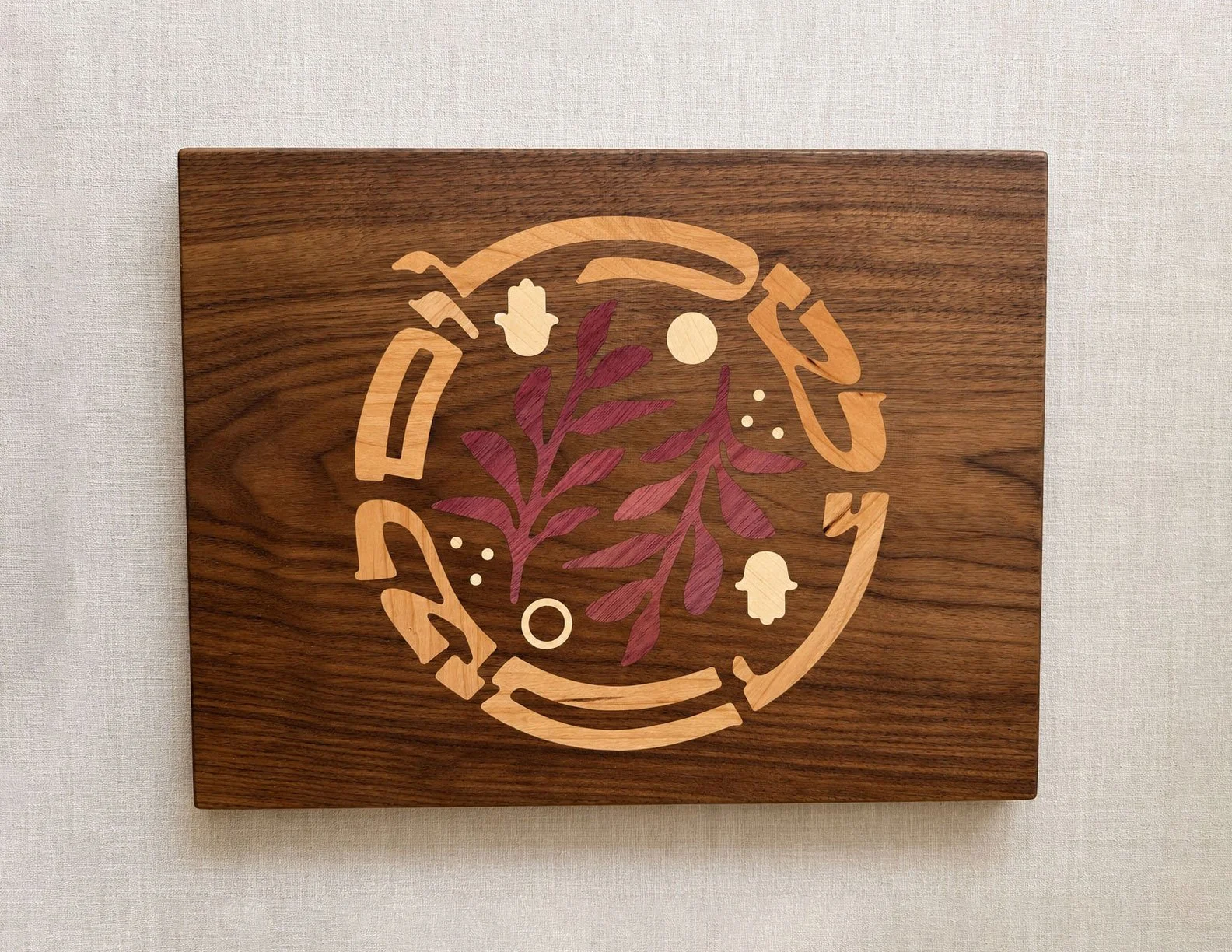 Shabbat Shalom Leaves Inlay Challah Board - Ready to Ship