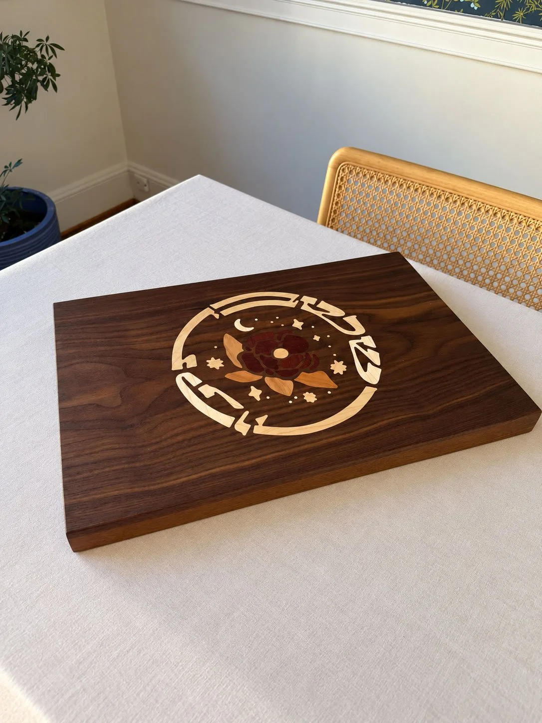 Shabbat Kodesh Flowers and Moon Challah Board - Ready to Ship