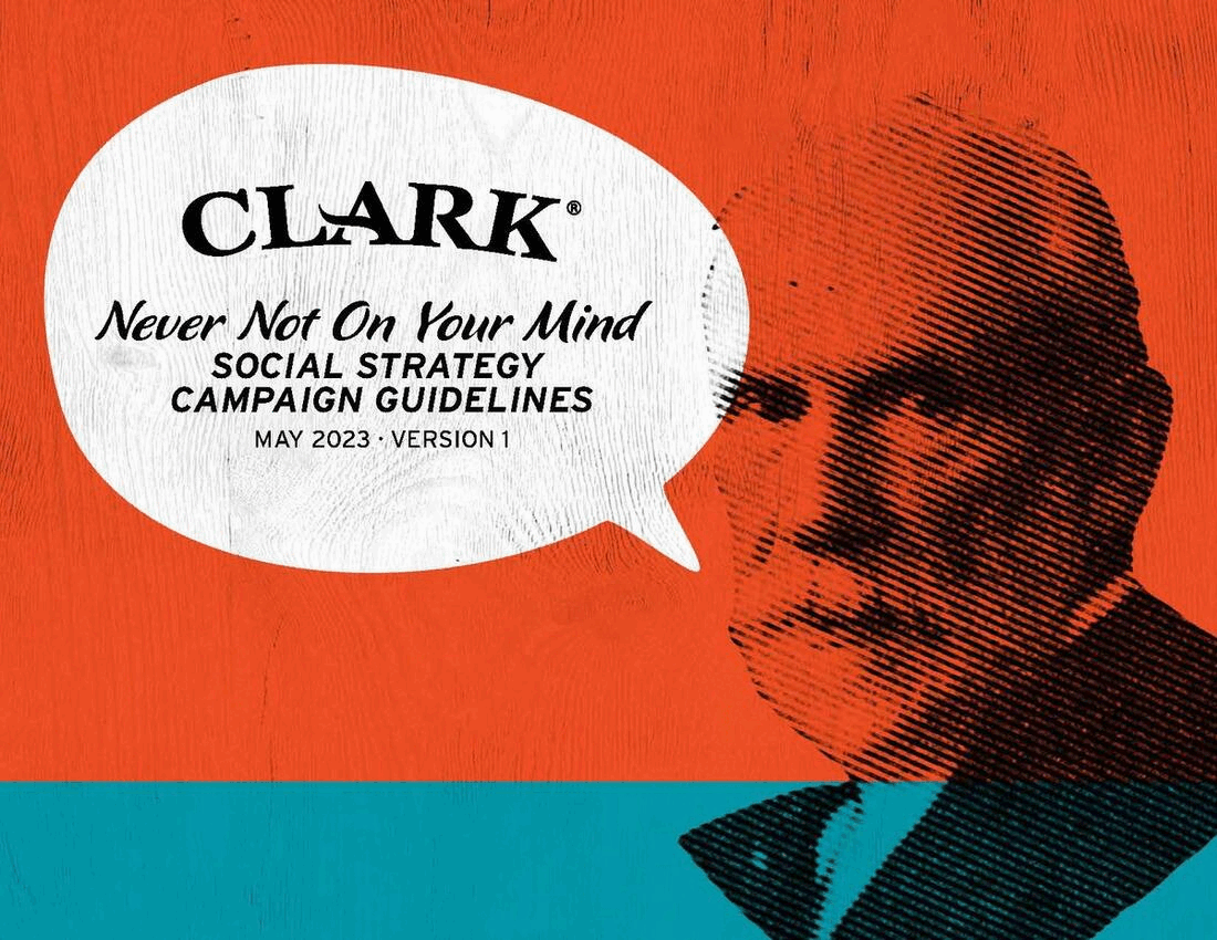 Poster with brand message and illustrated face