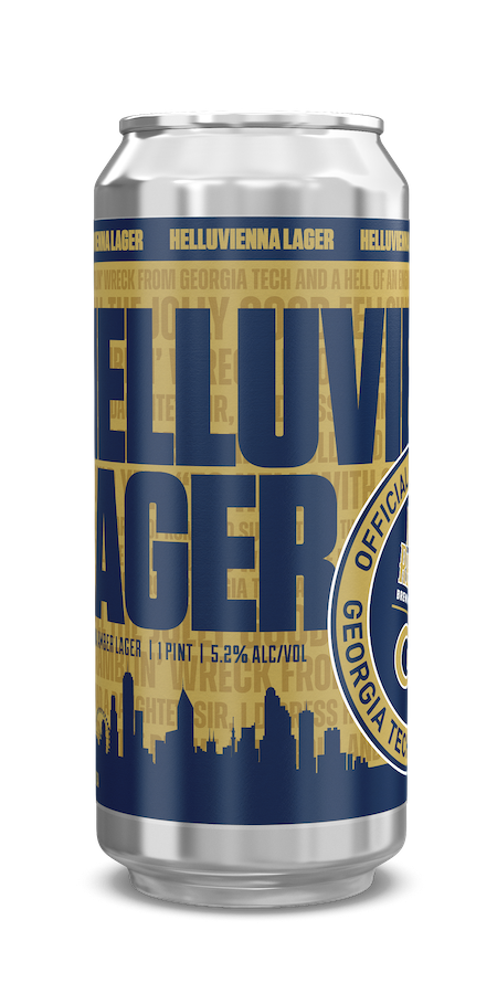 Helluvienna Lager beer can with Georgia Tech branding