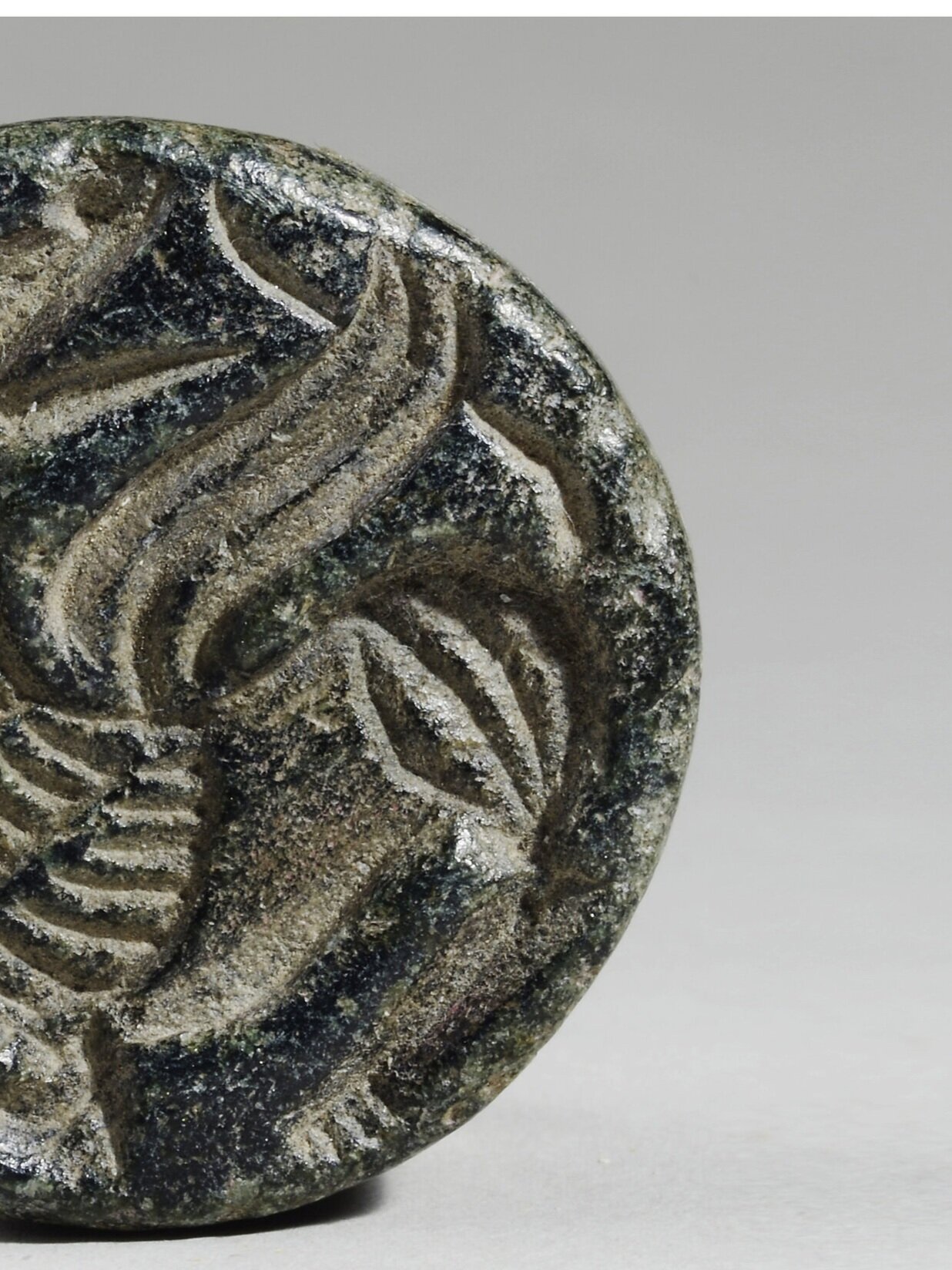 Ancient Bactrian Steatite seal with Eagle and Winged Lion