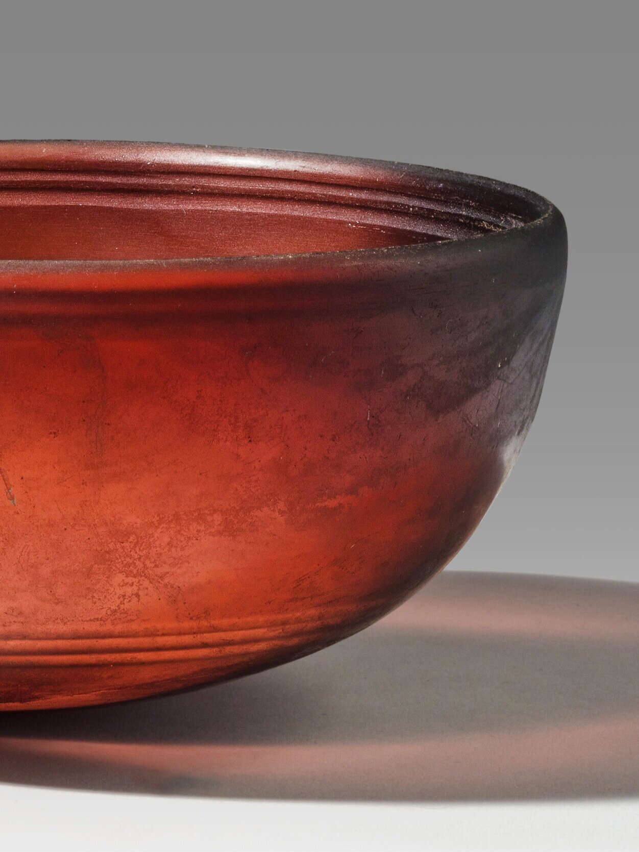 Ancient Hellenistic Greek Linear-cut Amber Glass Bowl