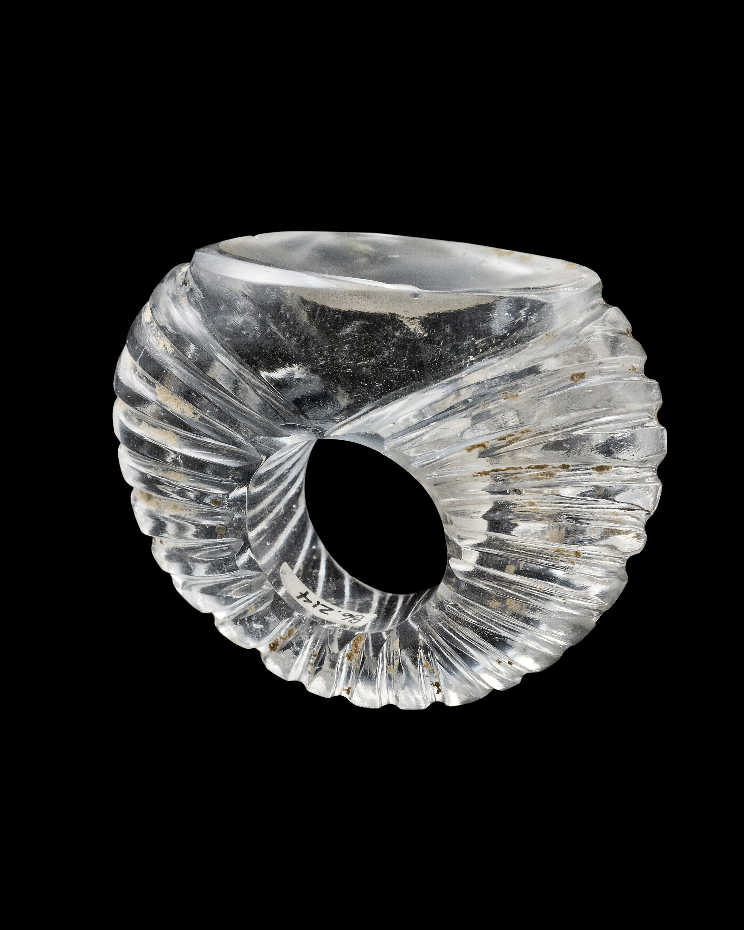 Ancient Hellenistic Greek Rock Crystal Ribbed Ring